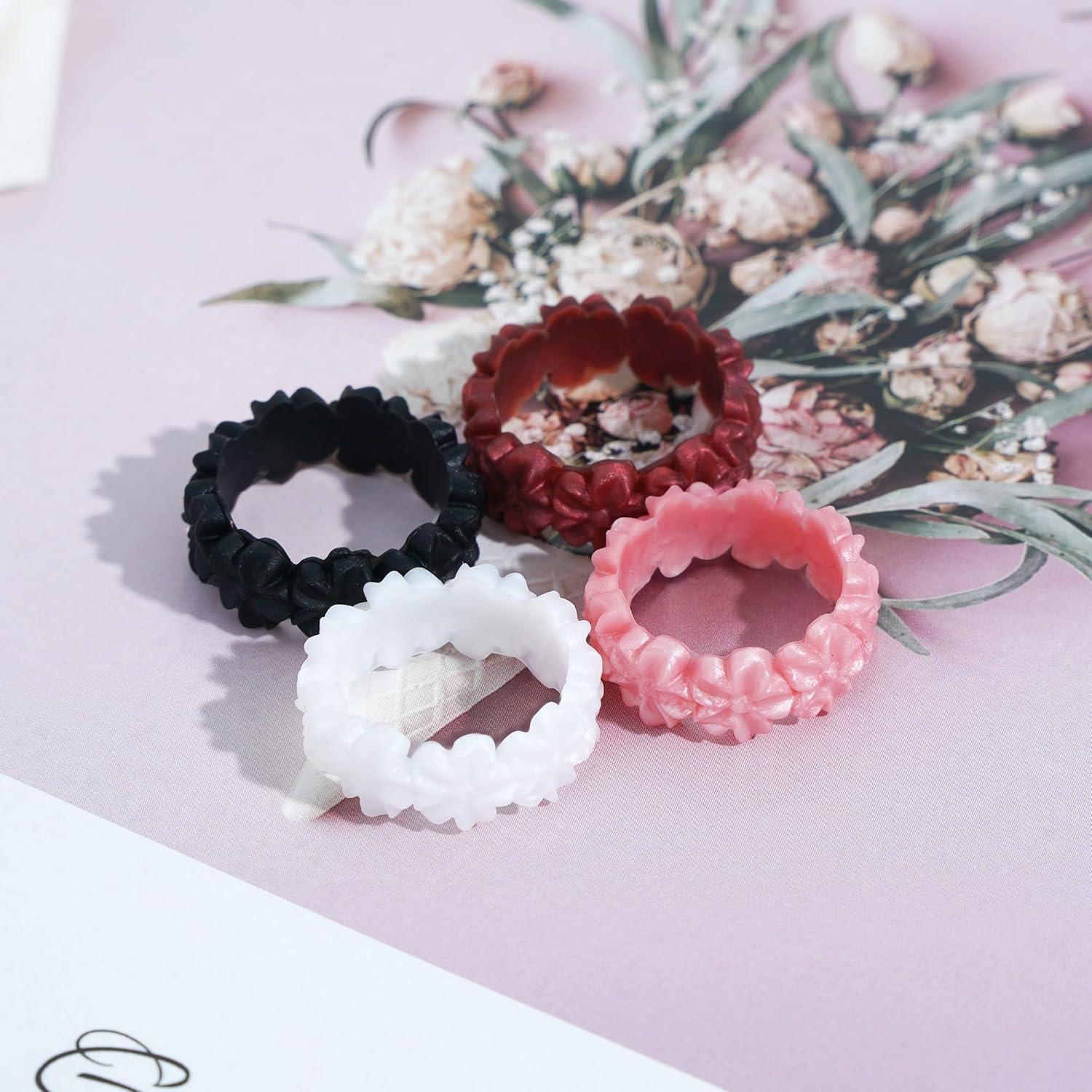 Anillos de Silicona para Mujeres - 4 Paquetes - Hipoalergénicos