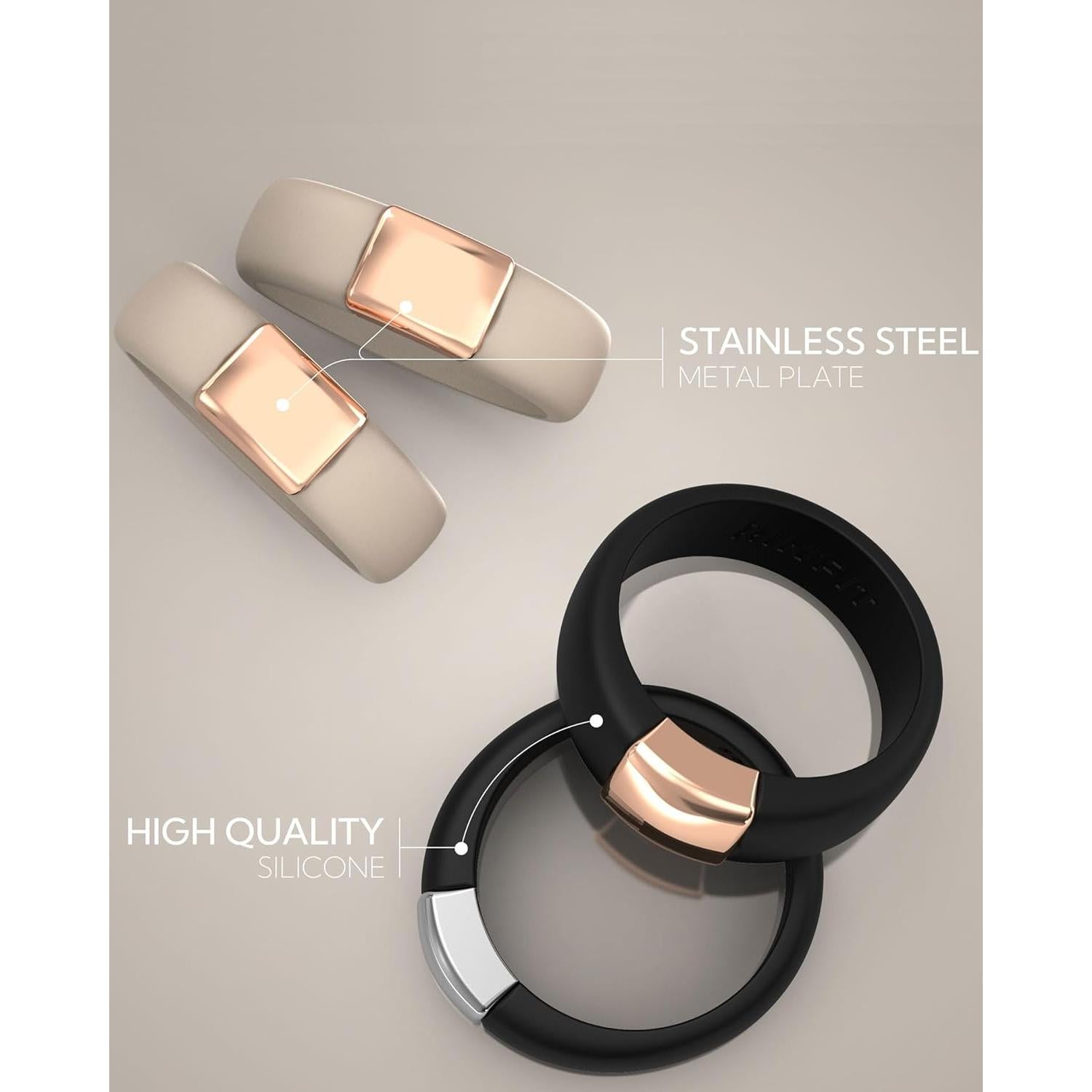 Anillos de Silicona Rinfit para Mujeres - Tamaño 8 - Nude/Oro Rosa