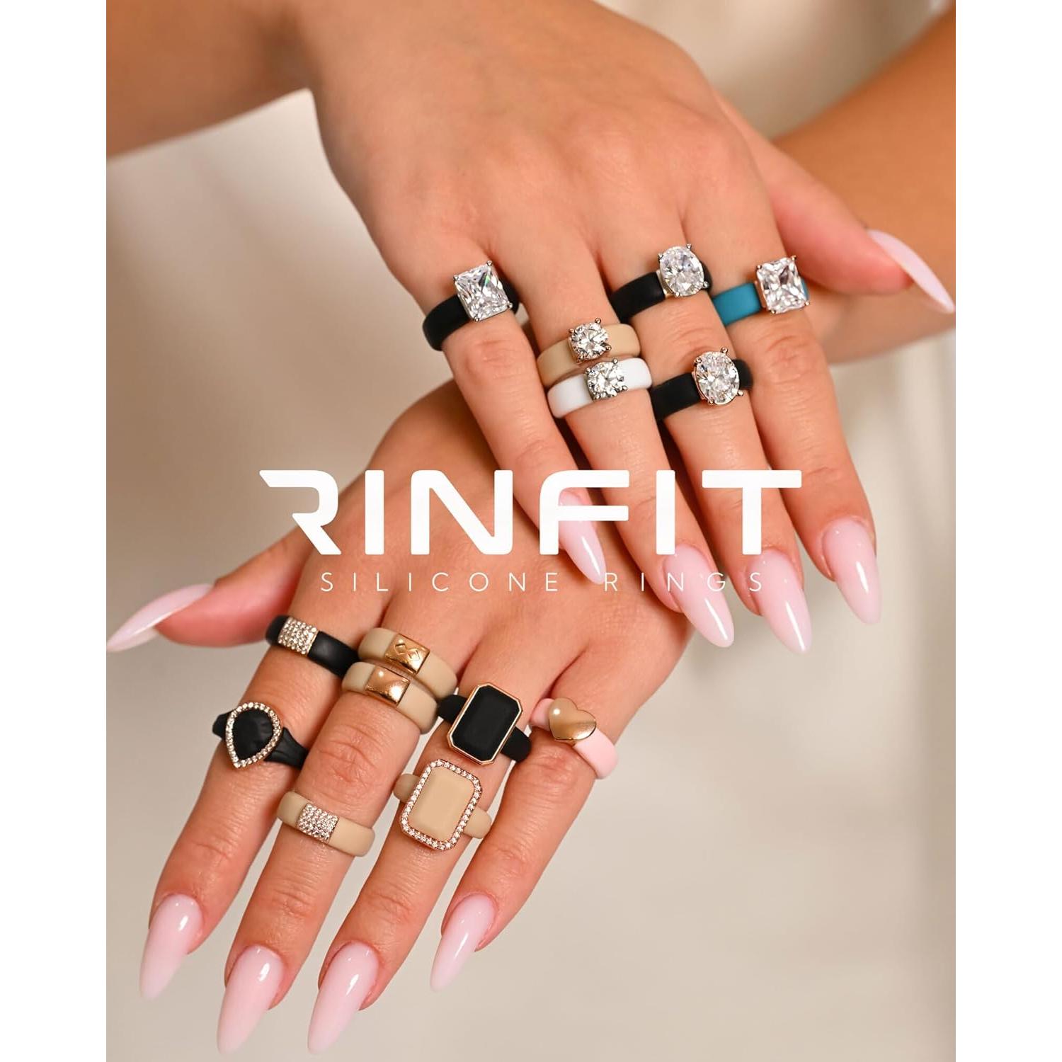 Anillos de Silicona Rinfit para Mujeres - Tamaño 8 - Nude/Oro Rosa