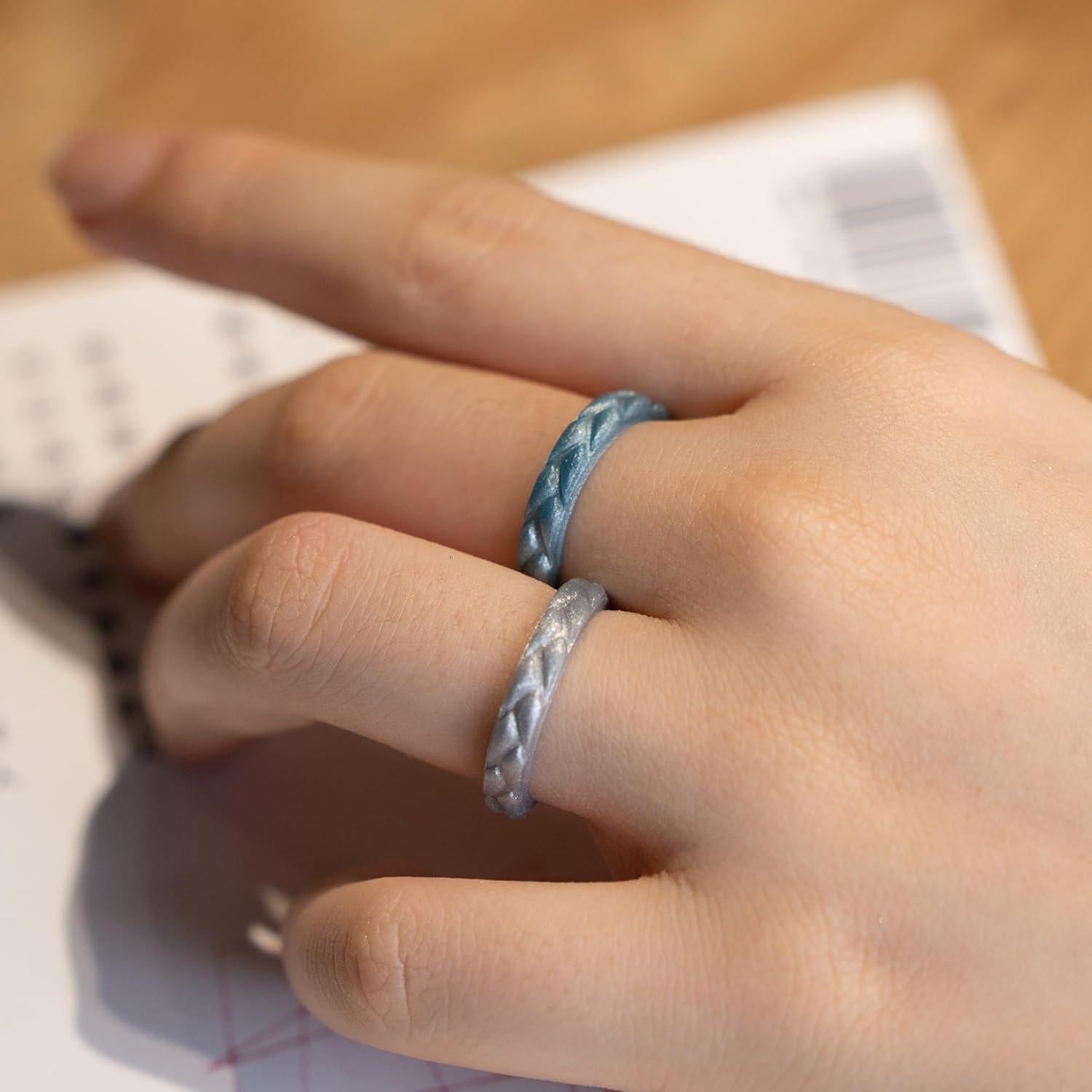 Zollen 10 Anillos de Boda de Silicona Metálica para Mujeres