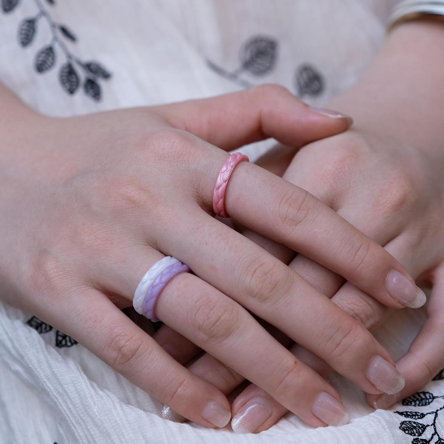 Zollen 10 Anillos de Boda de Silicona Metálica para Mujeres