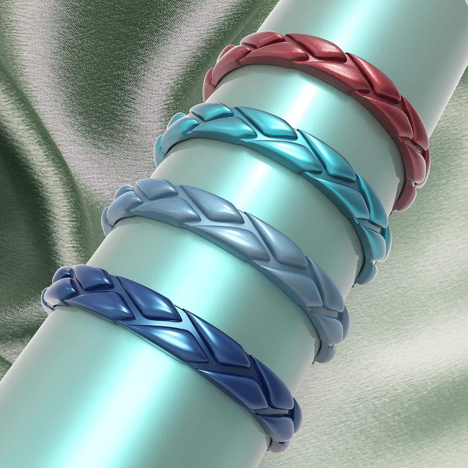 Zollen 10 Anillos de Boda de Silicona Metálica para Mujeres