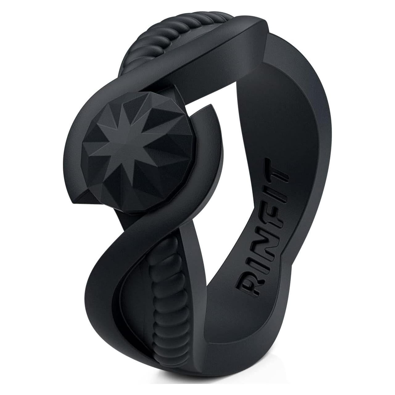 Anillos de Silicona Rinfit para Mujeres - Boda y Promesa - Negro Talla 6