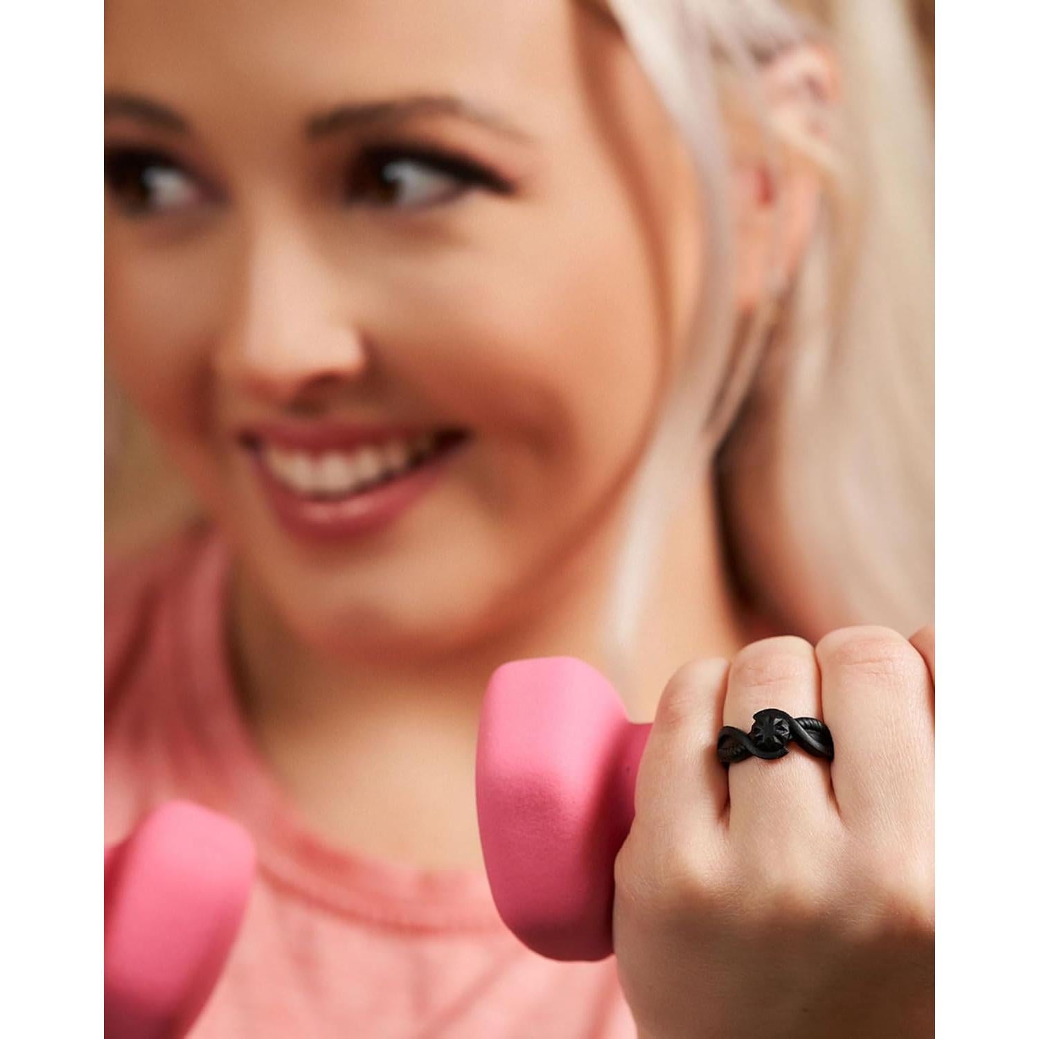 Anillos de Silicona Rinfit para Mujeres - Boda y Promesa - Negro Talla 6