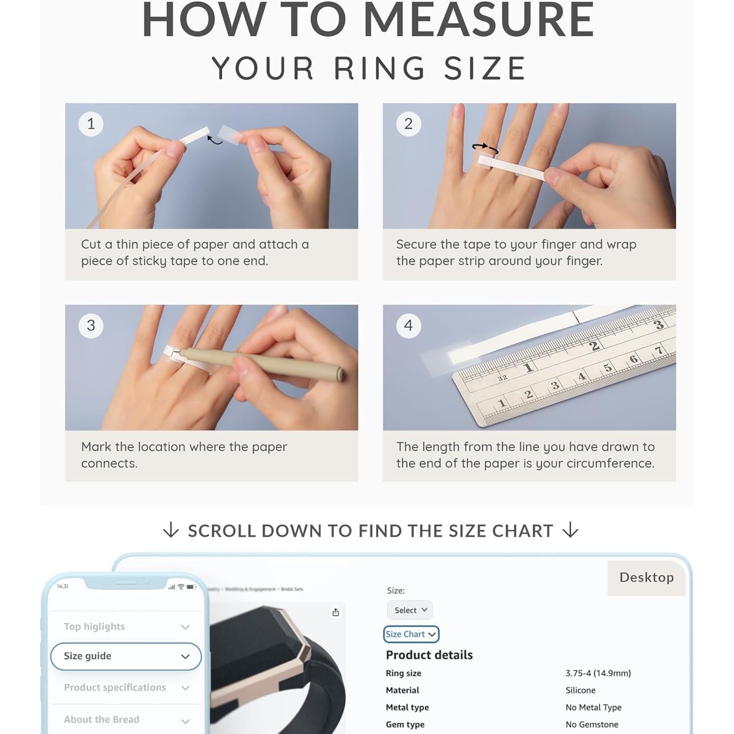 Anillos de Silicona ThunderFit para Mujer - Paquete de 3, Talla 18.20mm