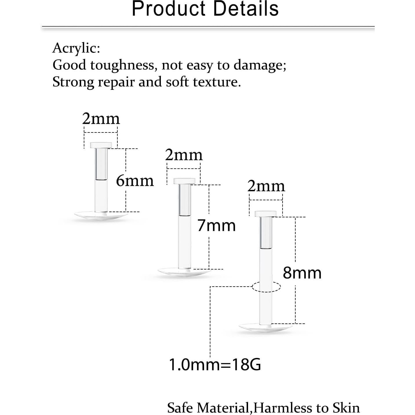 Anillo de Nariz Cisyozi 18G Bioflex Claro 6mm 7mm 8mm