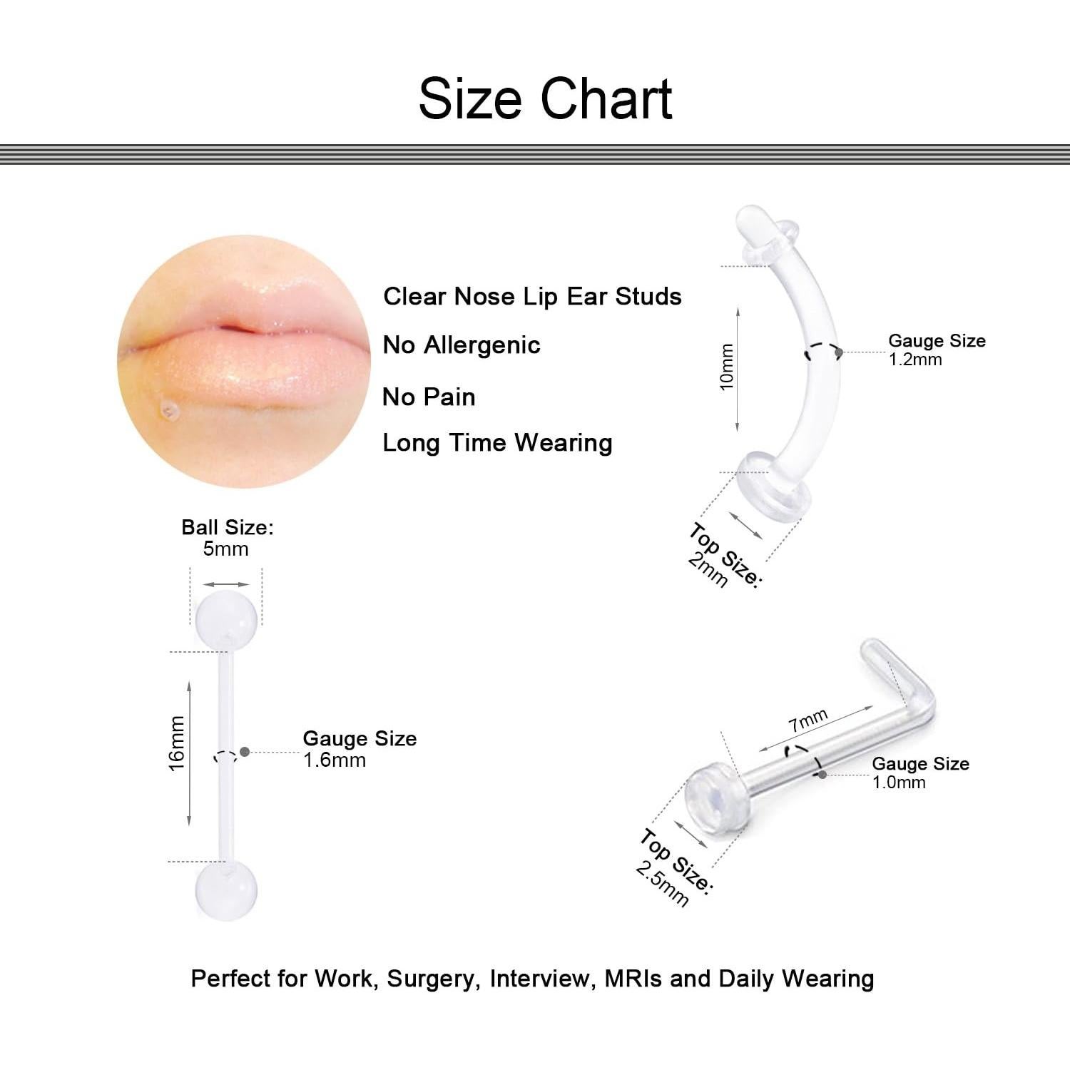 Anillos de Ombligo y Nasales D.Bella 40 Piezas Hipoalergénicos