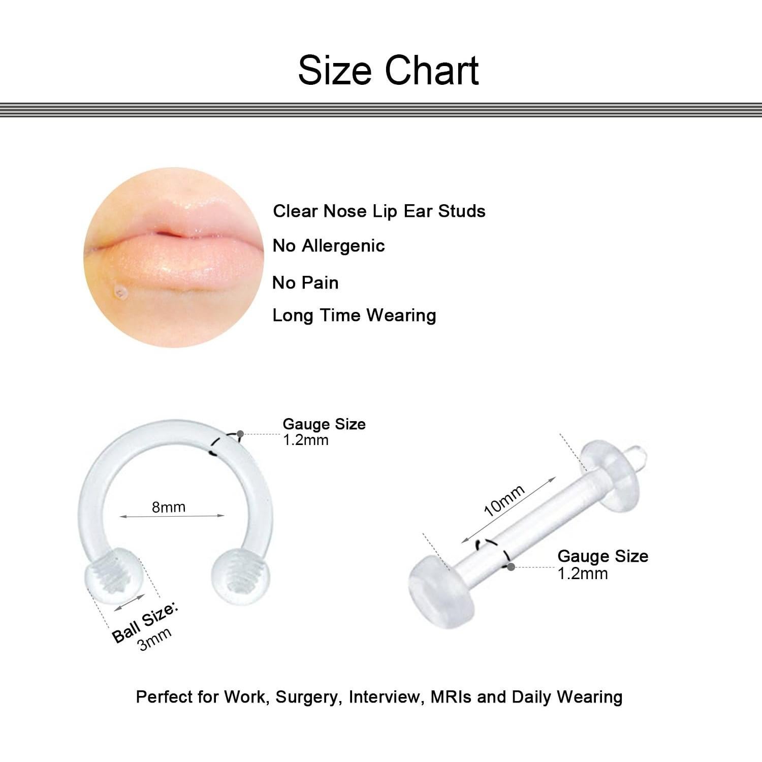 Anillos de Ombligo y Nasales D.Bella 40 Piezas Hipoalergénicos