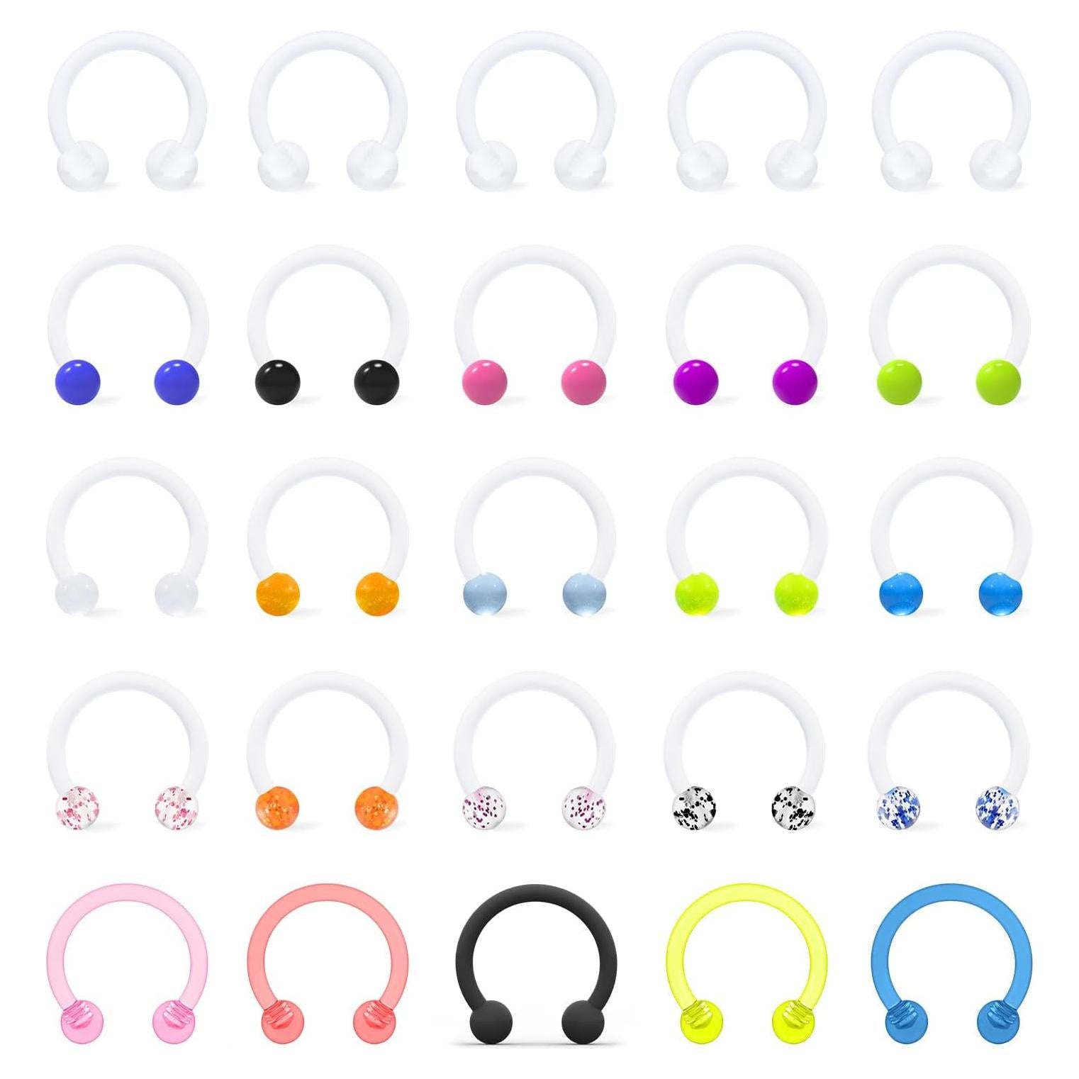 Retenedor de Septum Ftovosyo 16G 10mm 25 Piezas Hipoalergénico