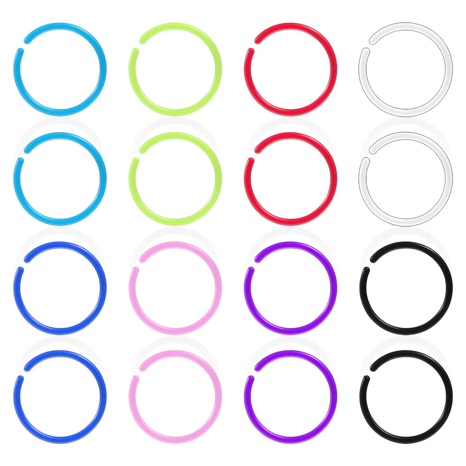 16 Anillos Nasales de Resina Coloridos 9mm Alrhso