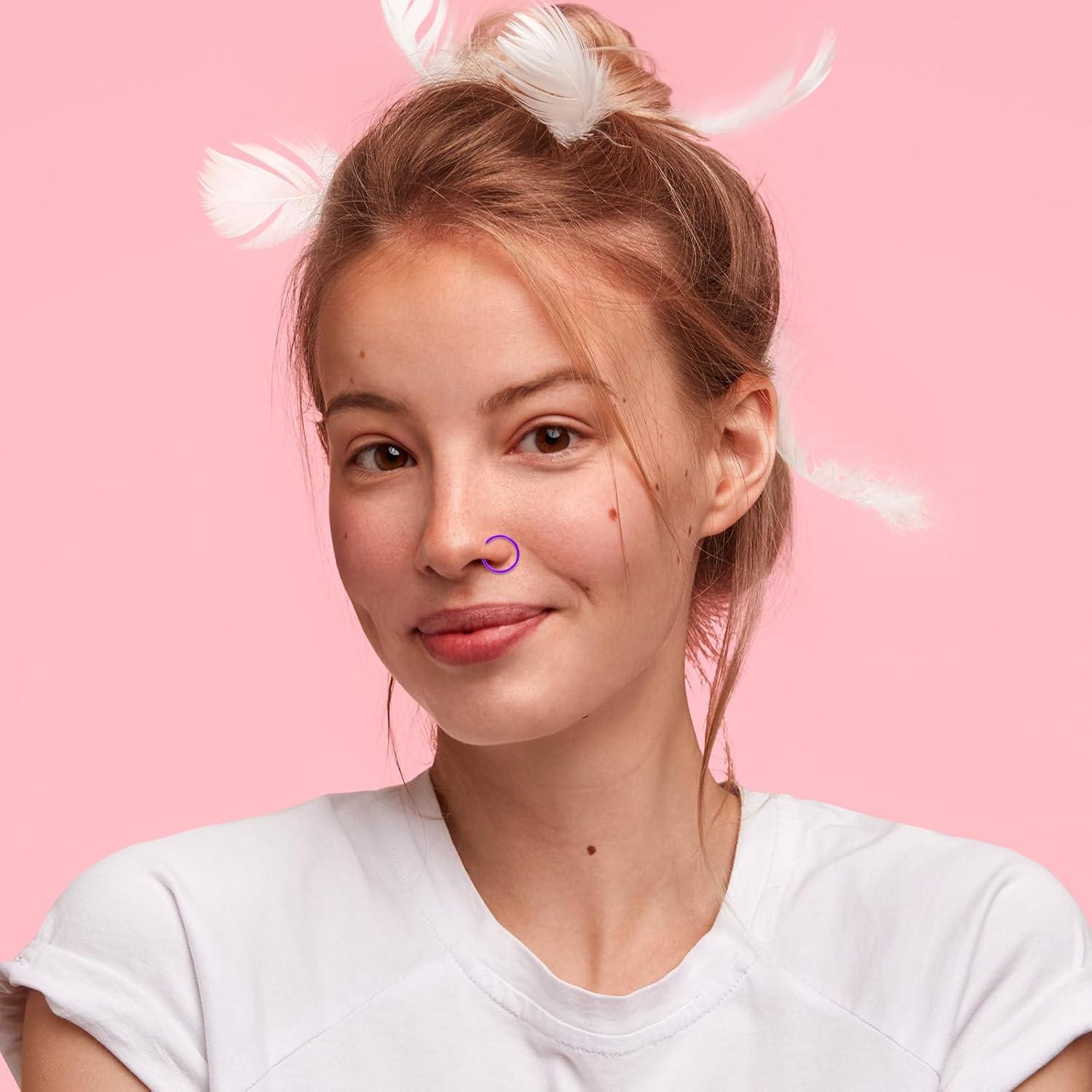 16 Anillos Nasales de Resina Coloridos 9mm Alrhso