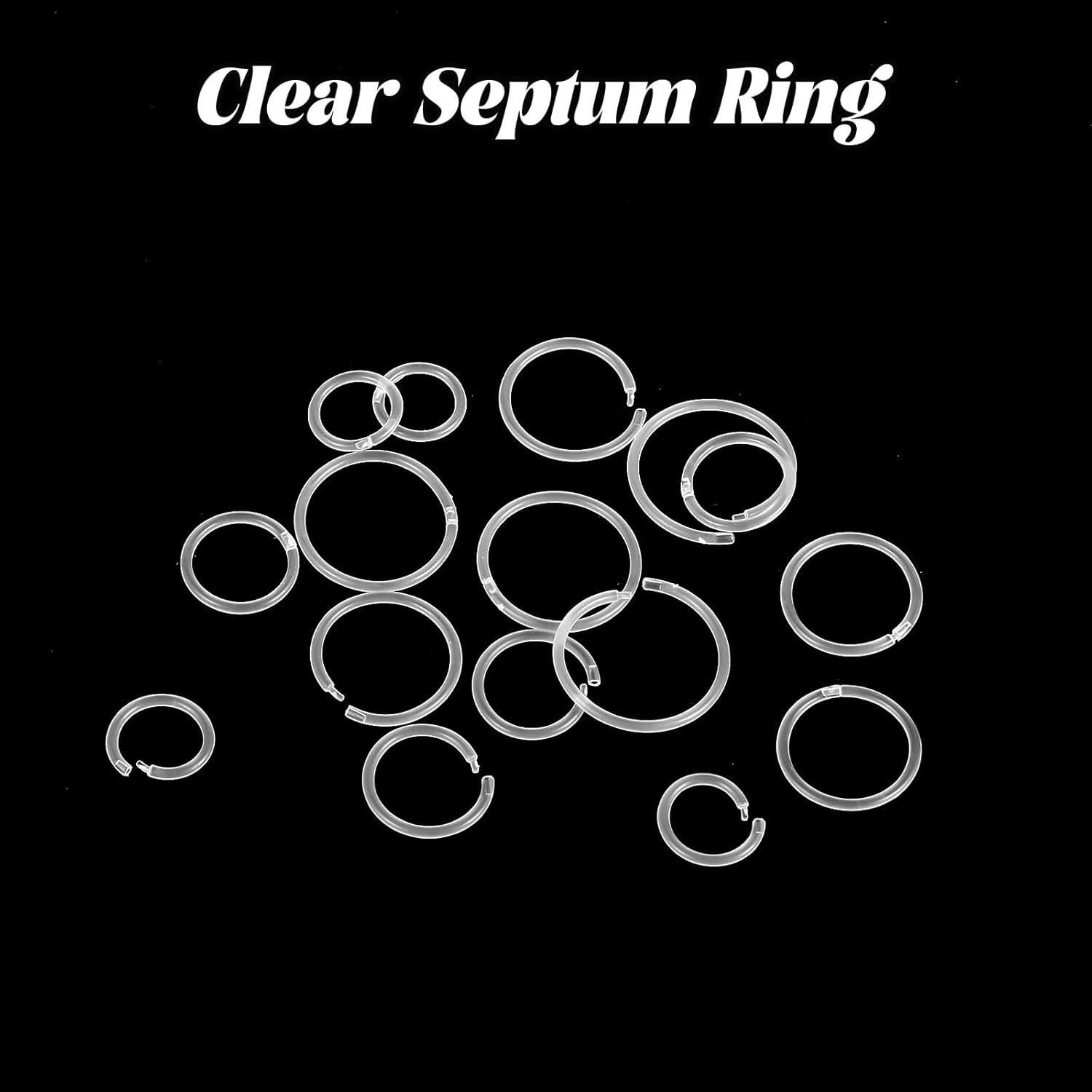 24 Anillos Nasales Transparentes Tucnoeu 6-12mm 16G