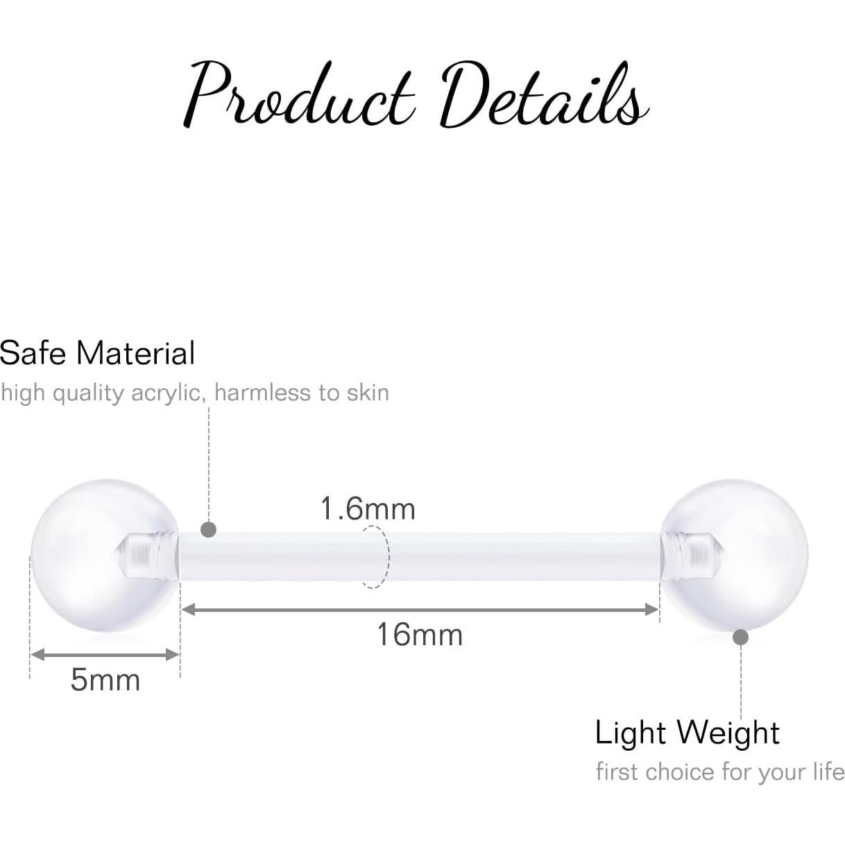 Anillos de Pezón FECTAS 14G, 16 Piezas, Hipoalergénicos