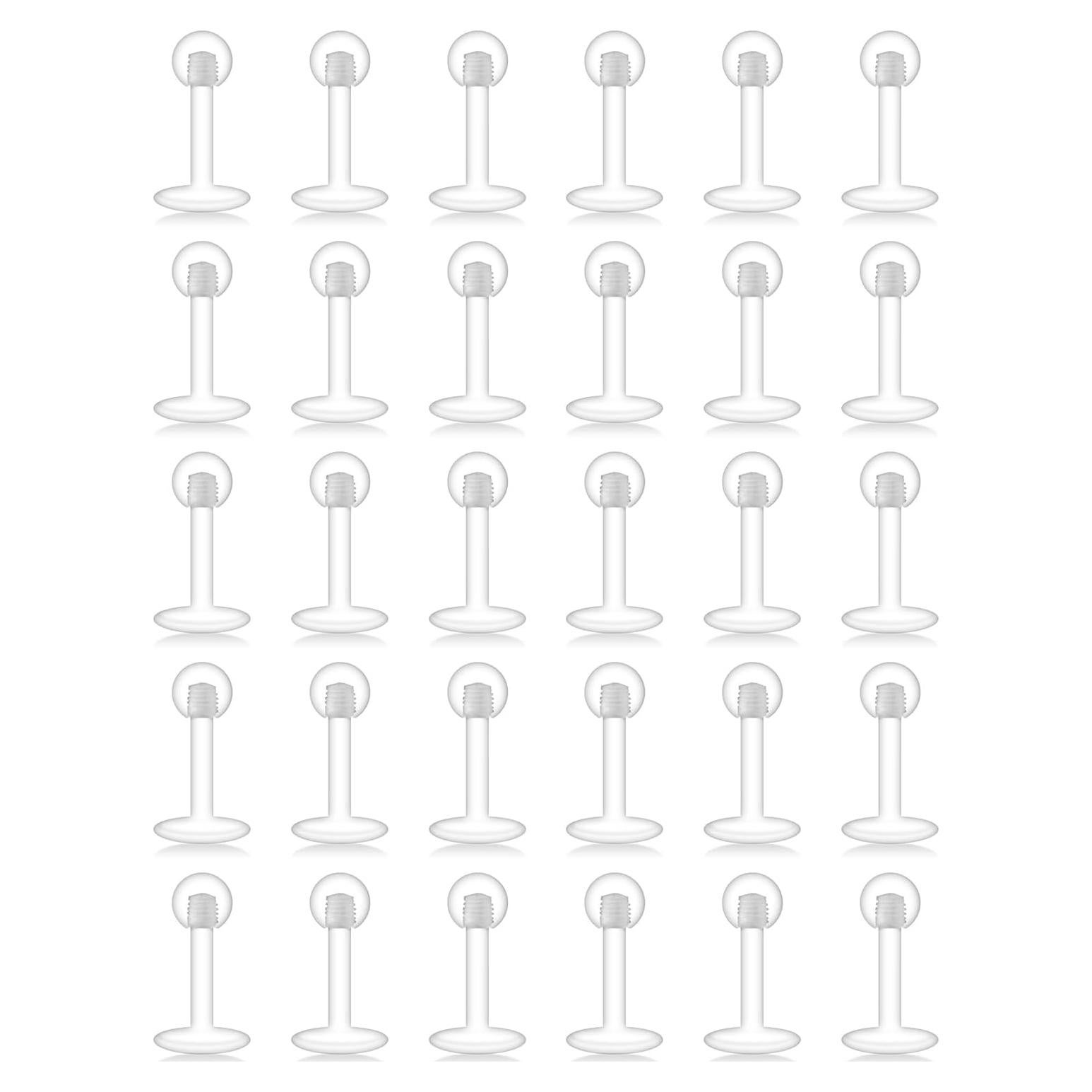 Anillos Labiales Acrílico Claro Lcolyoli 30 Piezas 18G 6mm