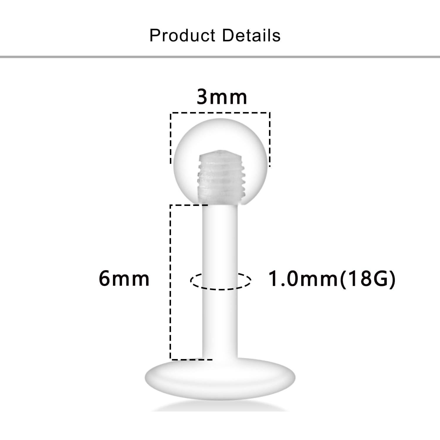 Anillos Labiales Acrílico Claro Lcolyoli 30 Piezas 18G 6mm