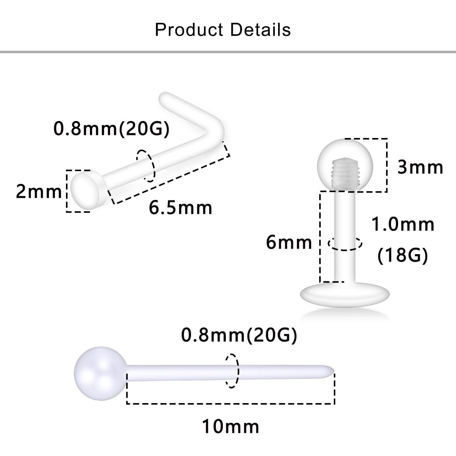 Set de 31 Retenedores Transparentes Lcolyoli 18G para Nariz