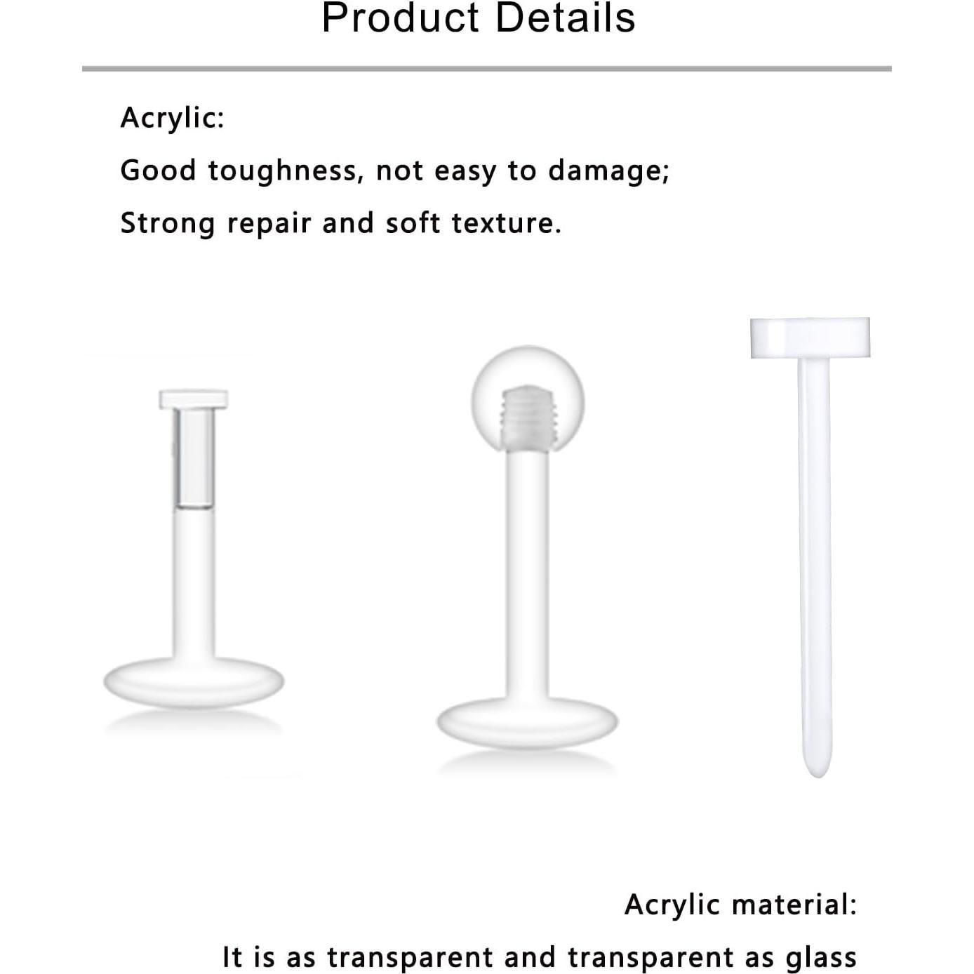 Studs Transparentes para Nariz Lcolyoli 18G 6mm Hipoalergénicos