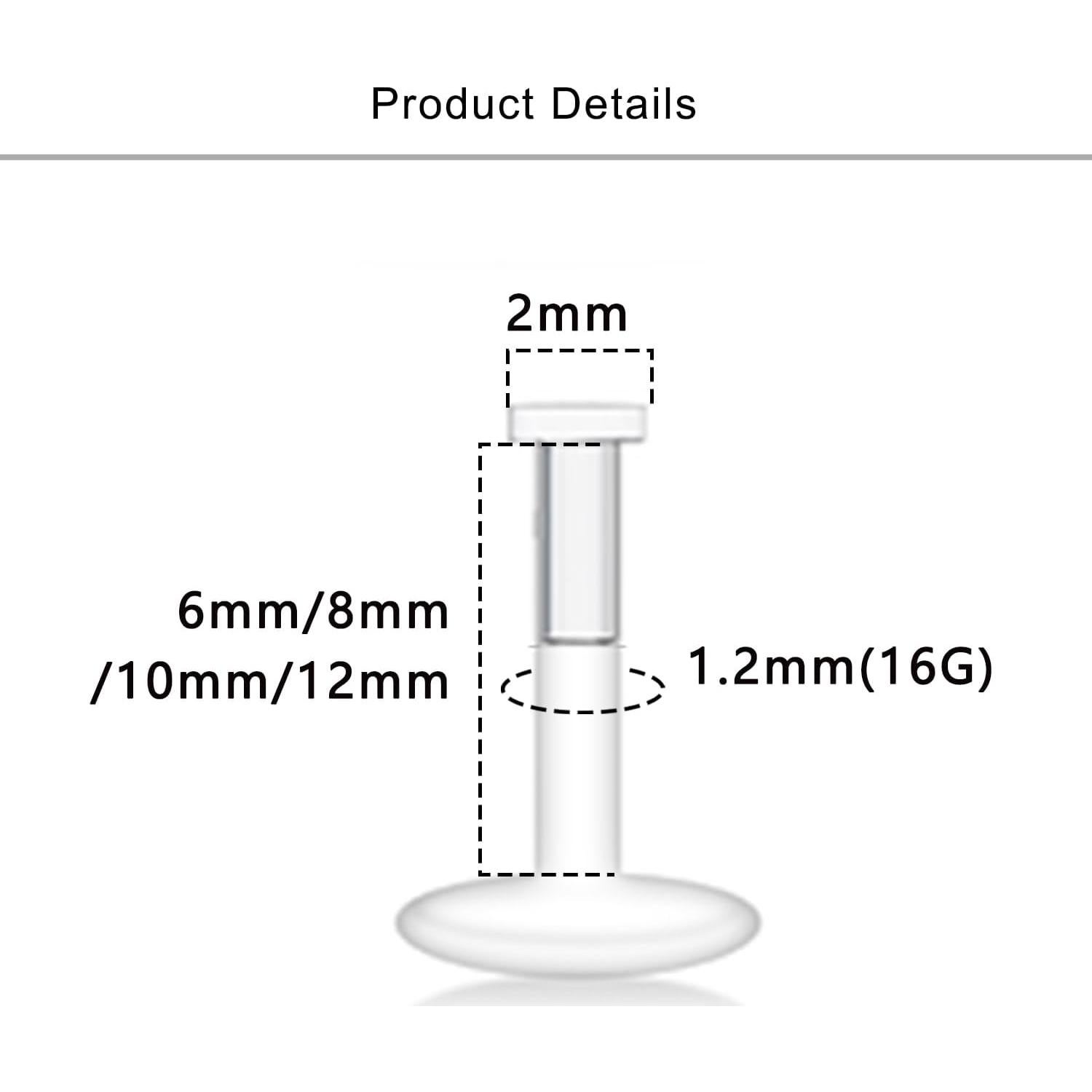 32 Piezas Retenedores de Piercing 16G Lcolyoli Bioflex Transparente
