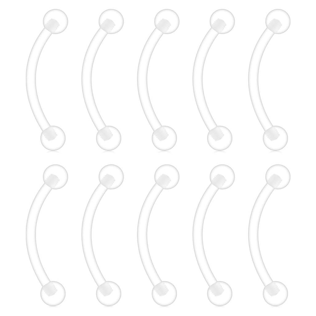 Paquete de 10 Anillos de Cejas Curvados Bioflex 1.2mm Ruifan