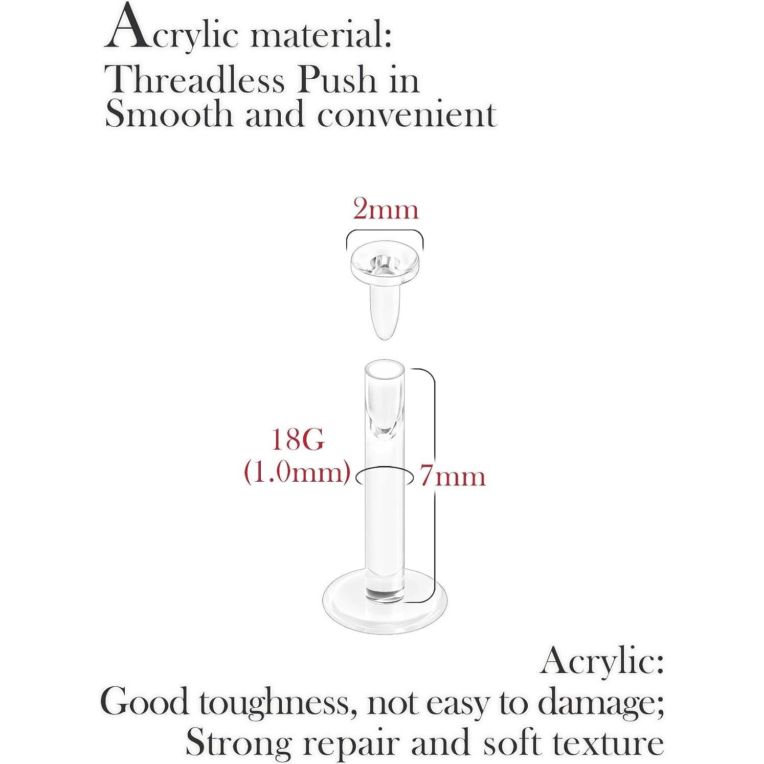 Pendientes Transparentes 18G Msndnkwo 7mm para Nariz y Labio