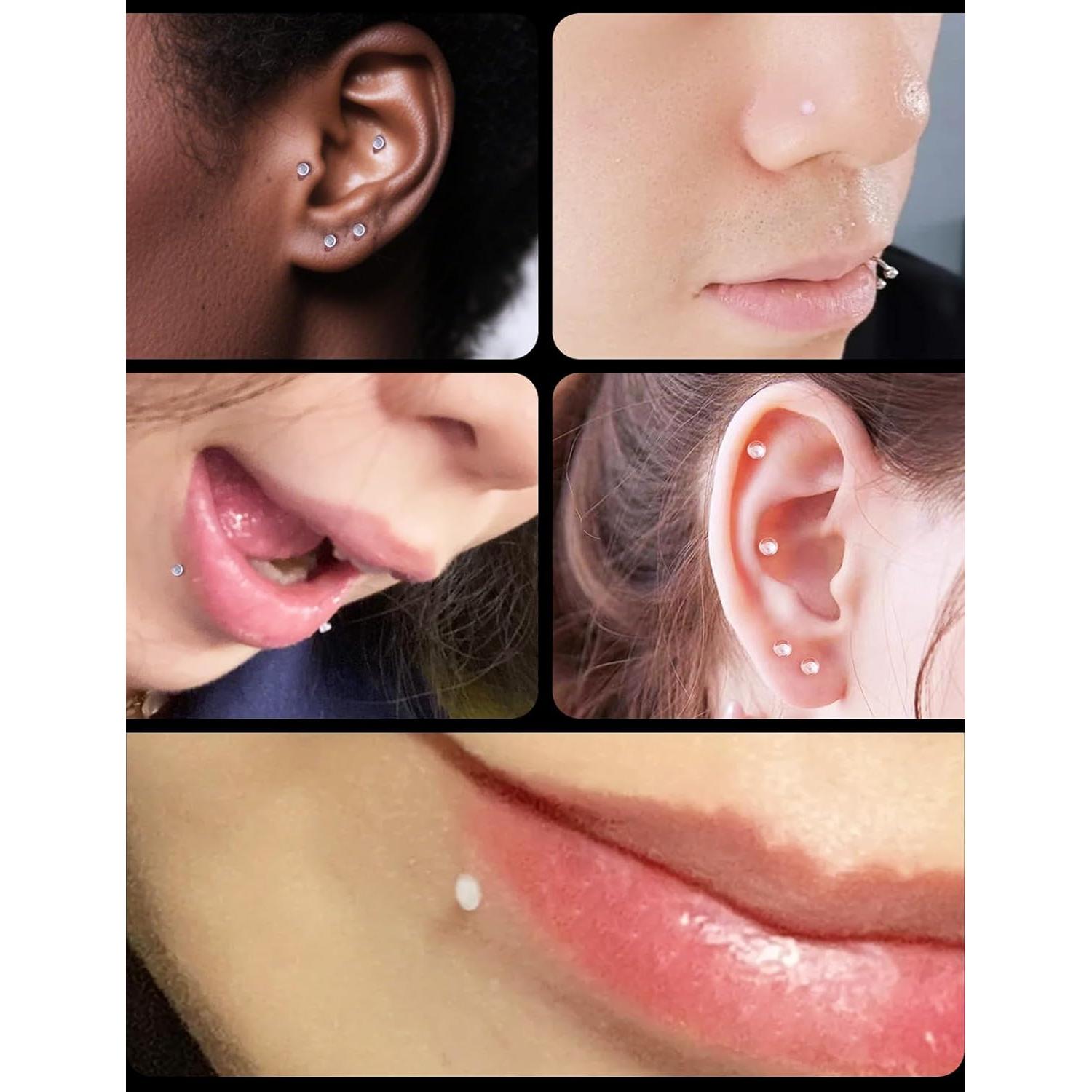 Pendientes Transparentes 18G Msndnkwo 7mm para Nariz y Labio