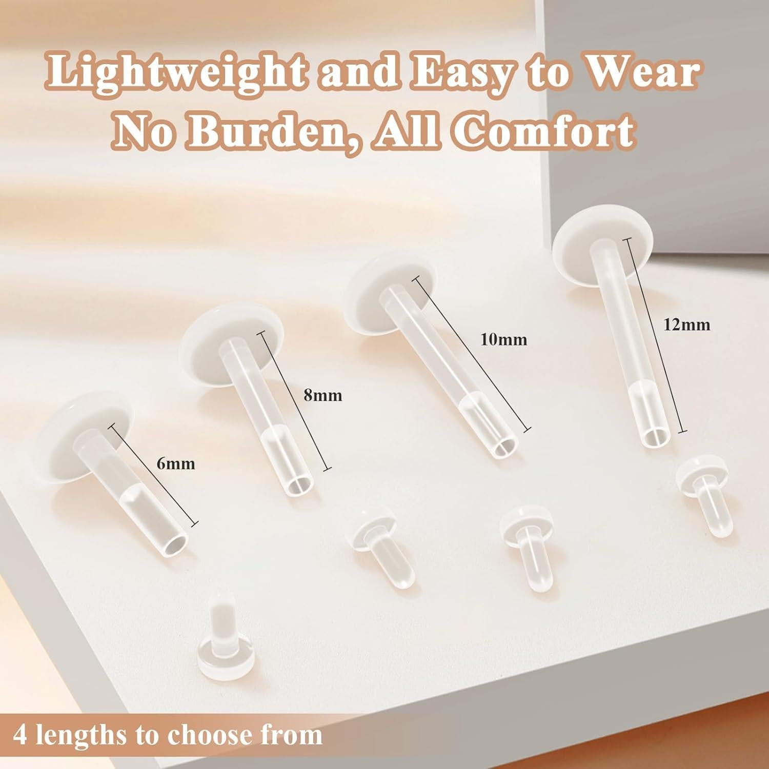 Set 12 Pendientes Transparentes 16G Bioflex para Nariz y Oreja