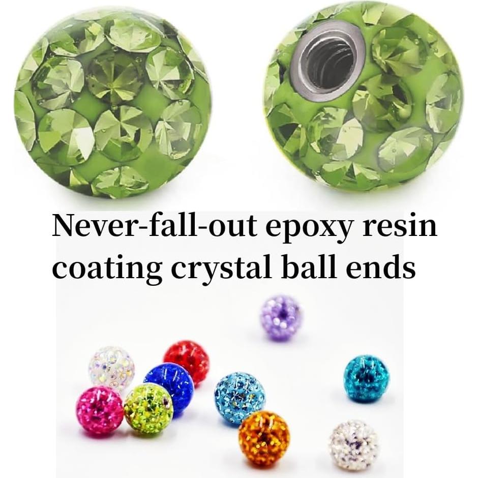 Juego de Piercing de Cejas Heuvipens 12 Piezas Acrílico 8mm 10mm