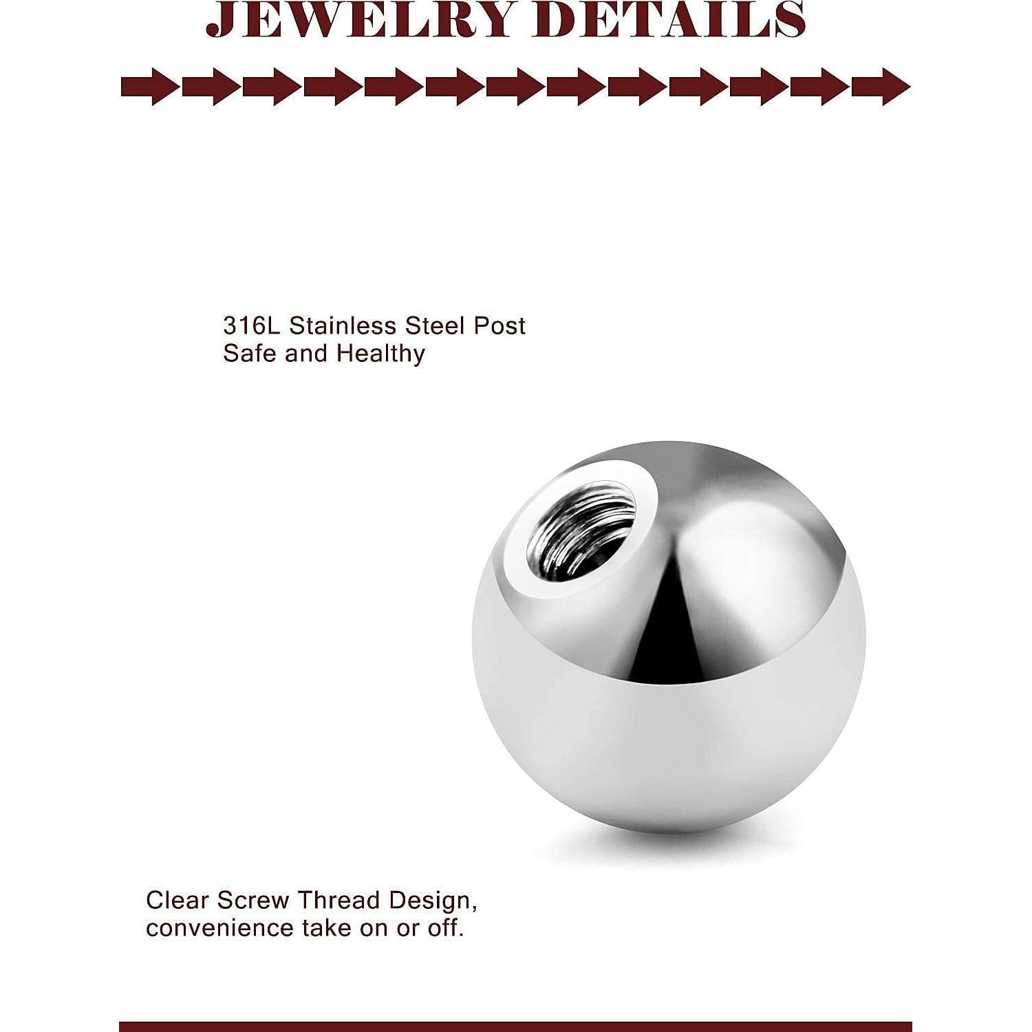 Bolas de Reemplazo 16G 18G VCMART Acero Inoxidable 2.5mm