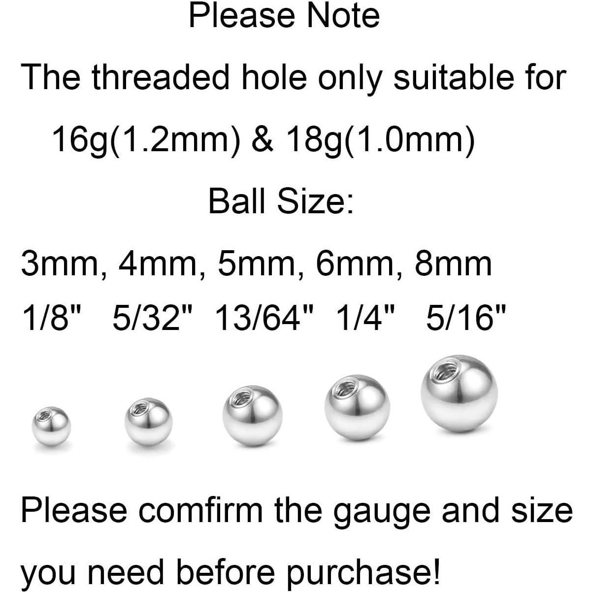 Bolas de Reemplazo 16G 18G VCMART Acero Inoxidable 2.5mm