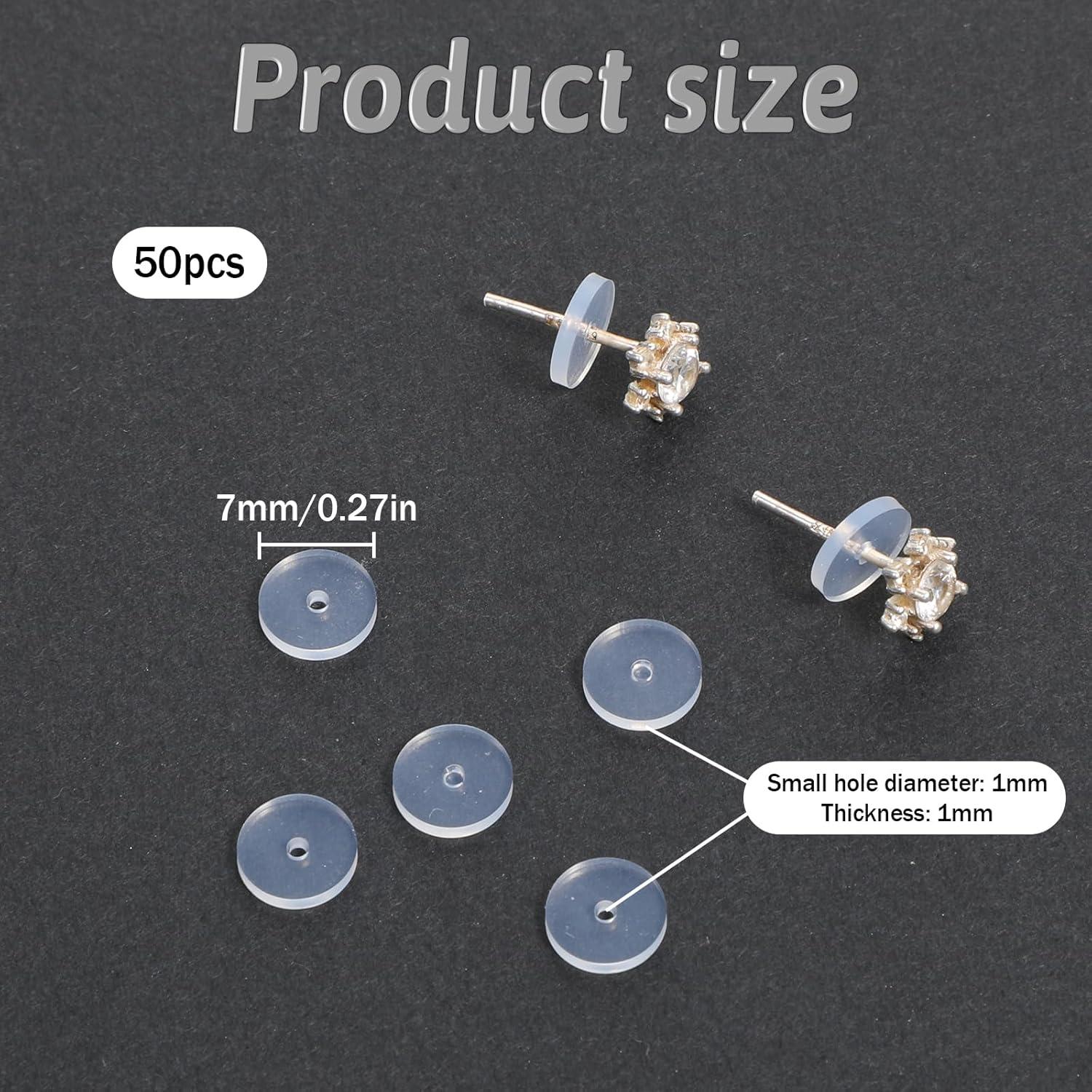 50 Almohadillas de Silicona Transparentes 7mm para Pendientes