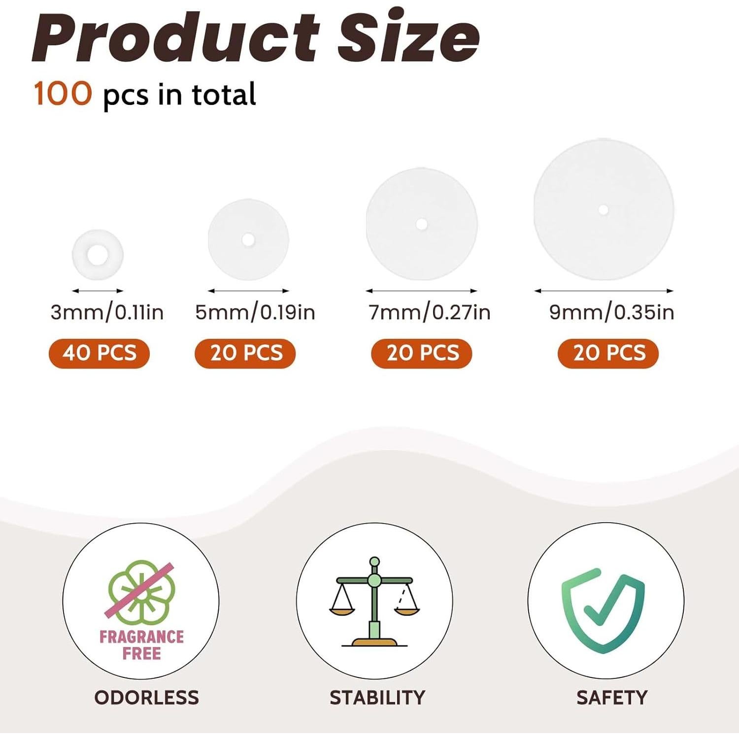 100 Tapones de Silicona Transparente para Pendientes 3-9mm