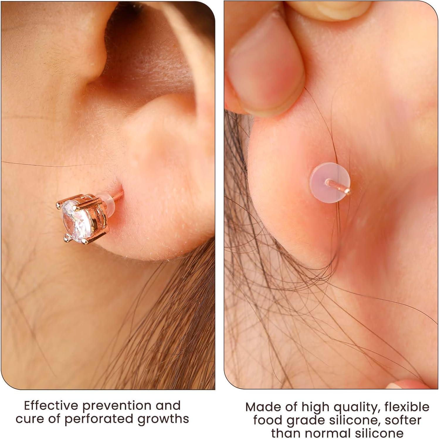 100 Tapones de Silicona Transparente para Pendientes 3-9mm