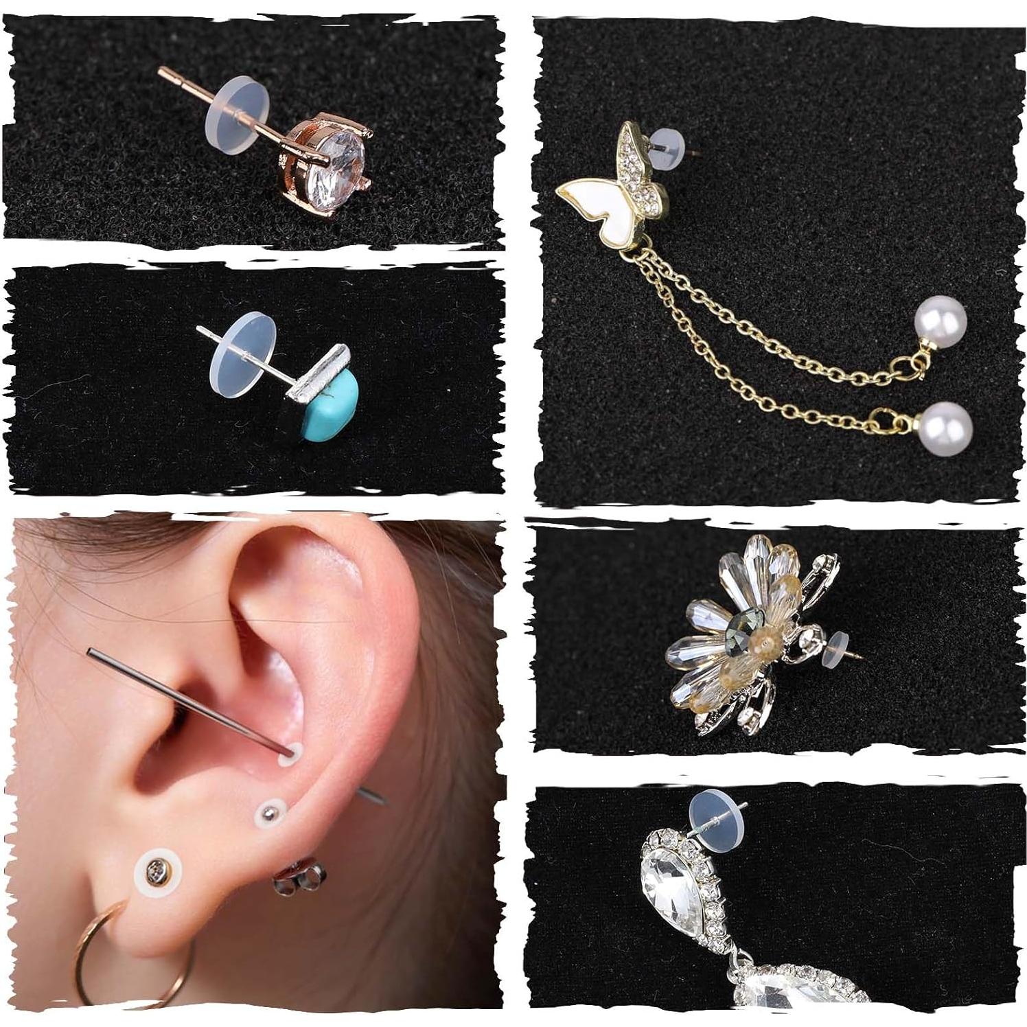 100 Tapones de Silicona Transparente para Pendientes 3-9mm