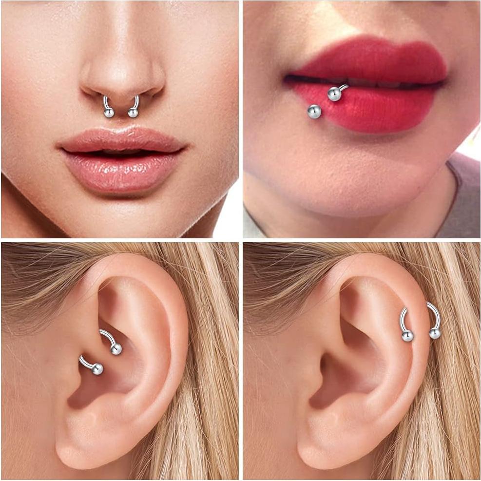 Aros de Septum Acero Quirúrgico D.Bella 14G 10mm 4 Piezas