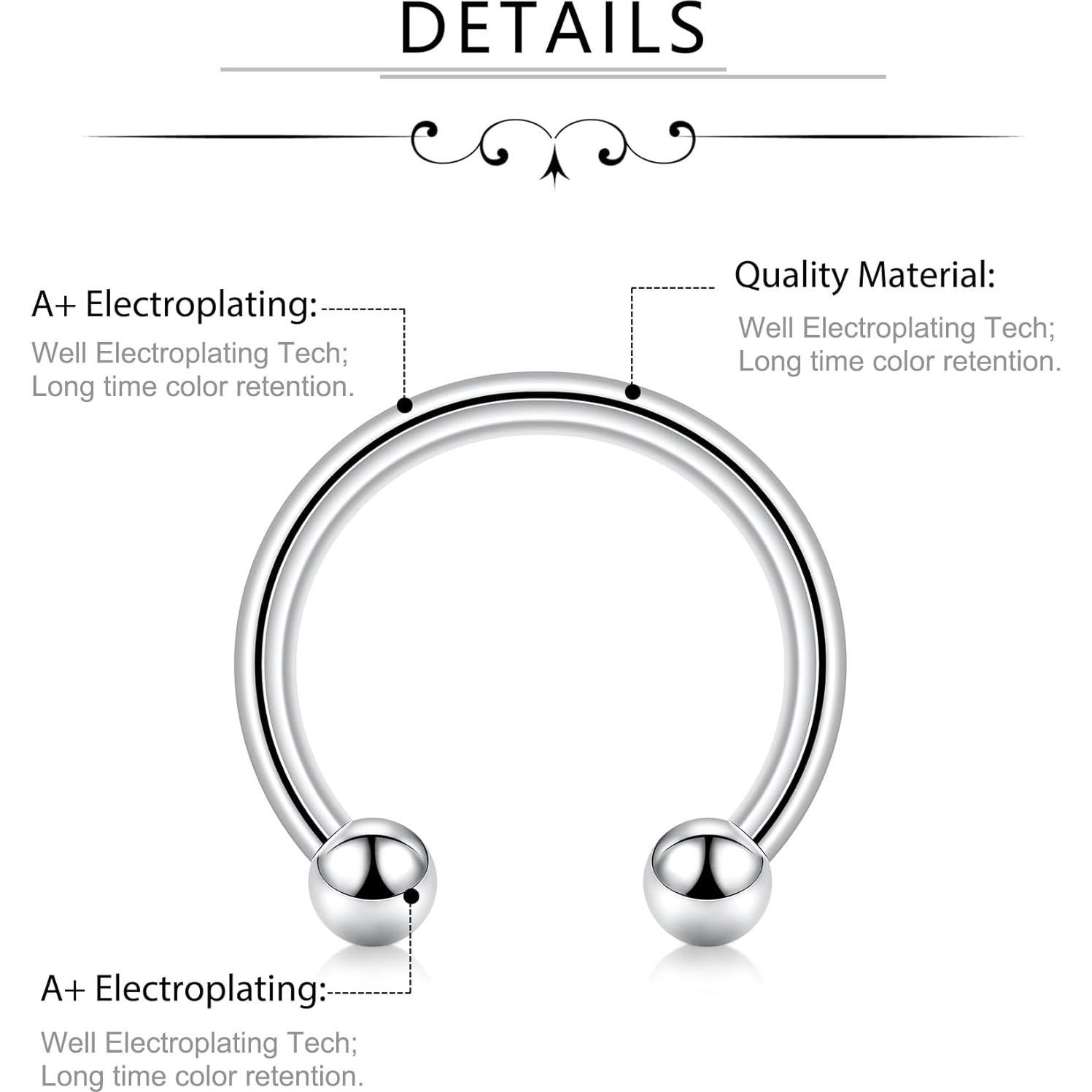 Anillos Septum Horseshoe D.Bella Acero Quirúrgico 6-12mm