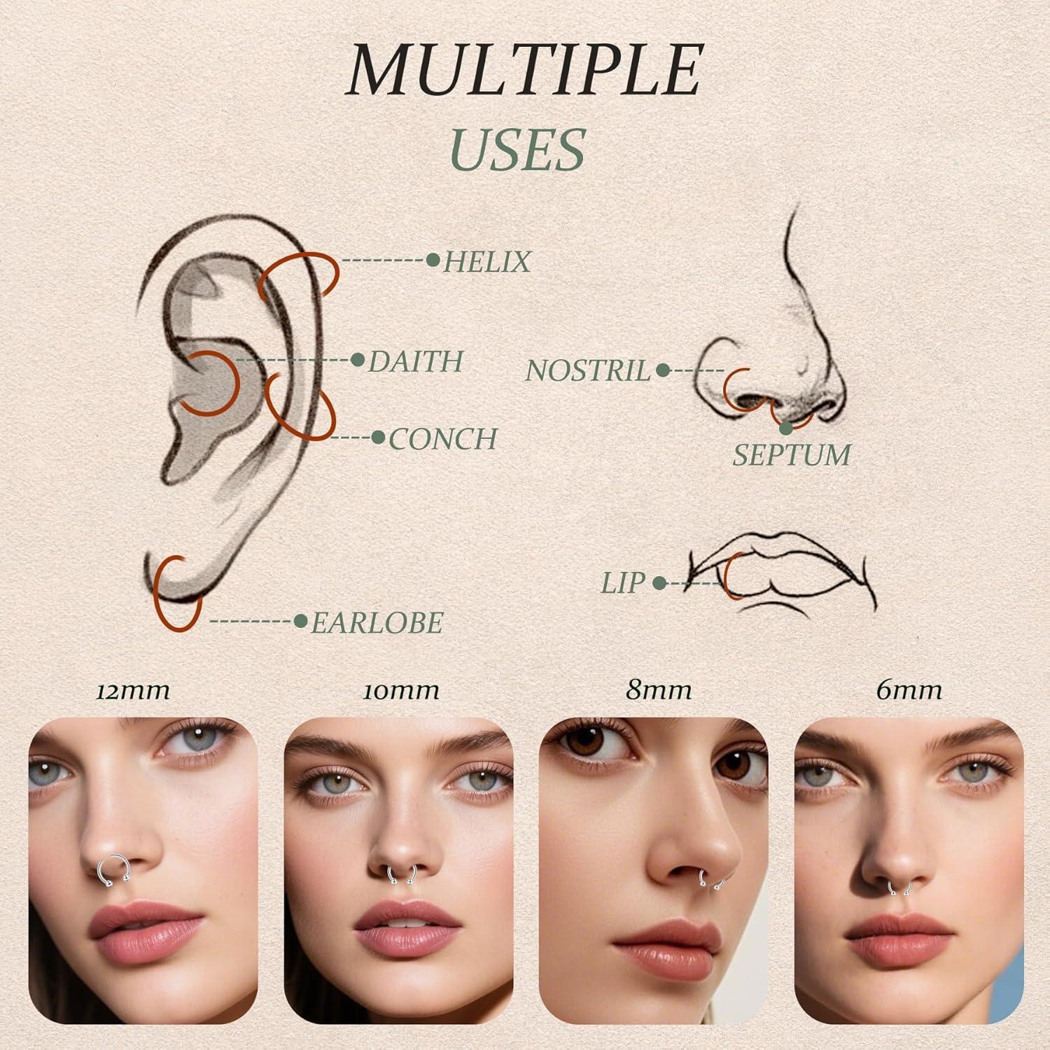 Anillos Septum Horseshoe D.Bella Acero Quirúrgico 6-12mm