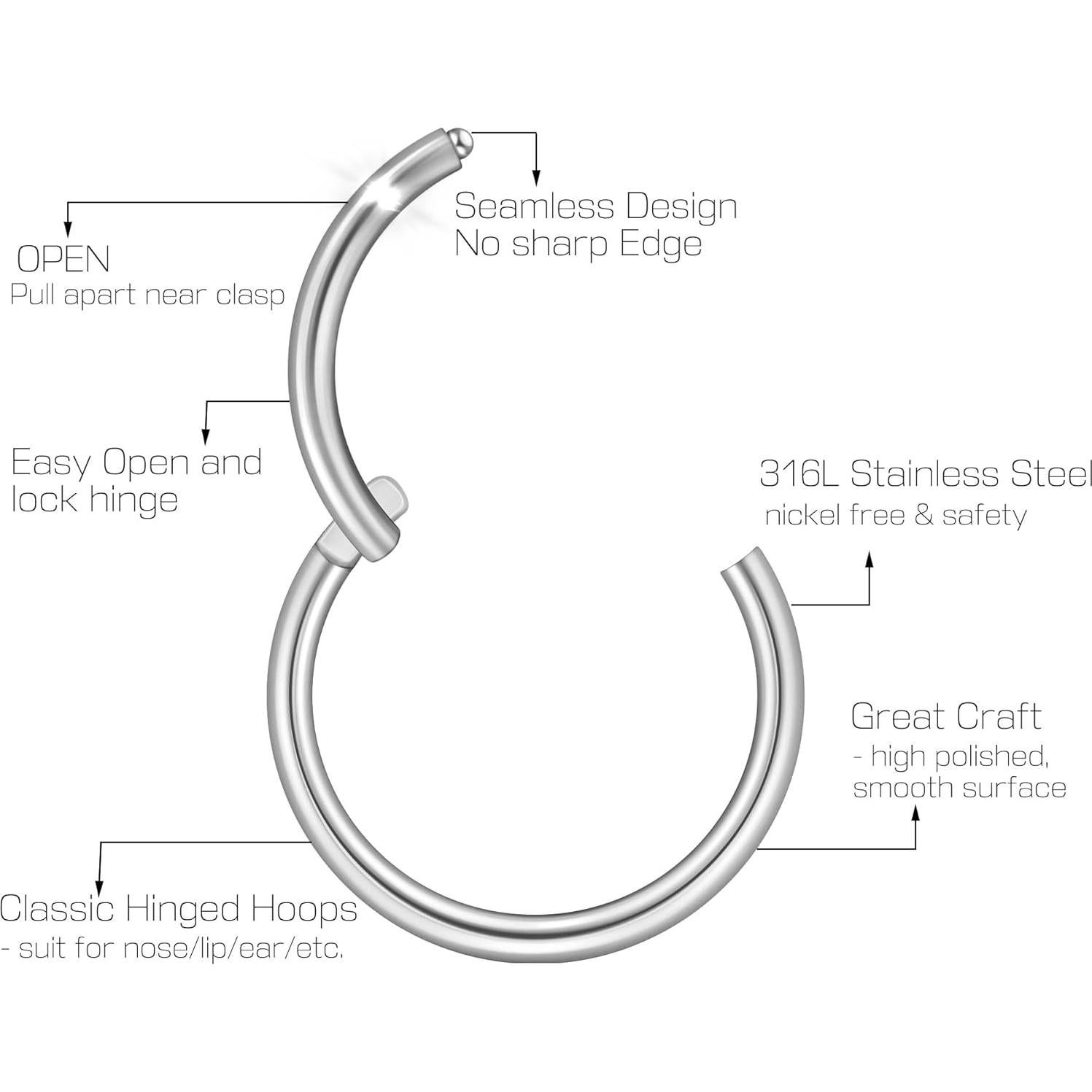 Anillo de Nariz Hipoalergénico Ldurian Acero Quirúrgico 316L