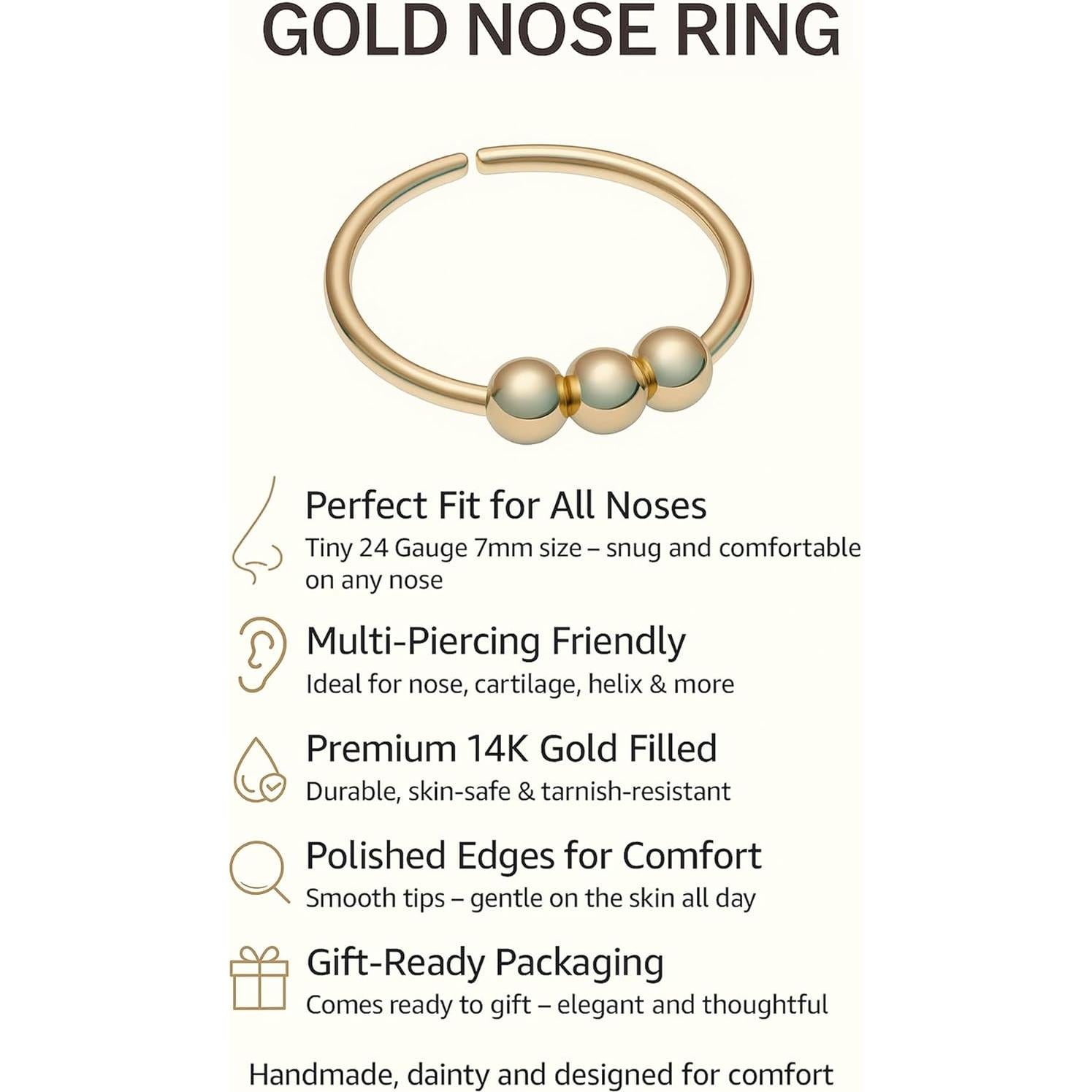 Aro de Nariz de Oro Relleno 14k - Jolliz Joyería Hecha a Mano