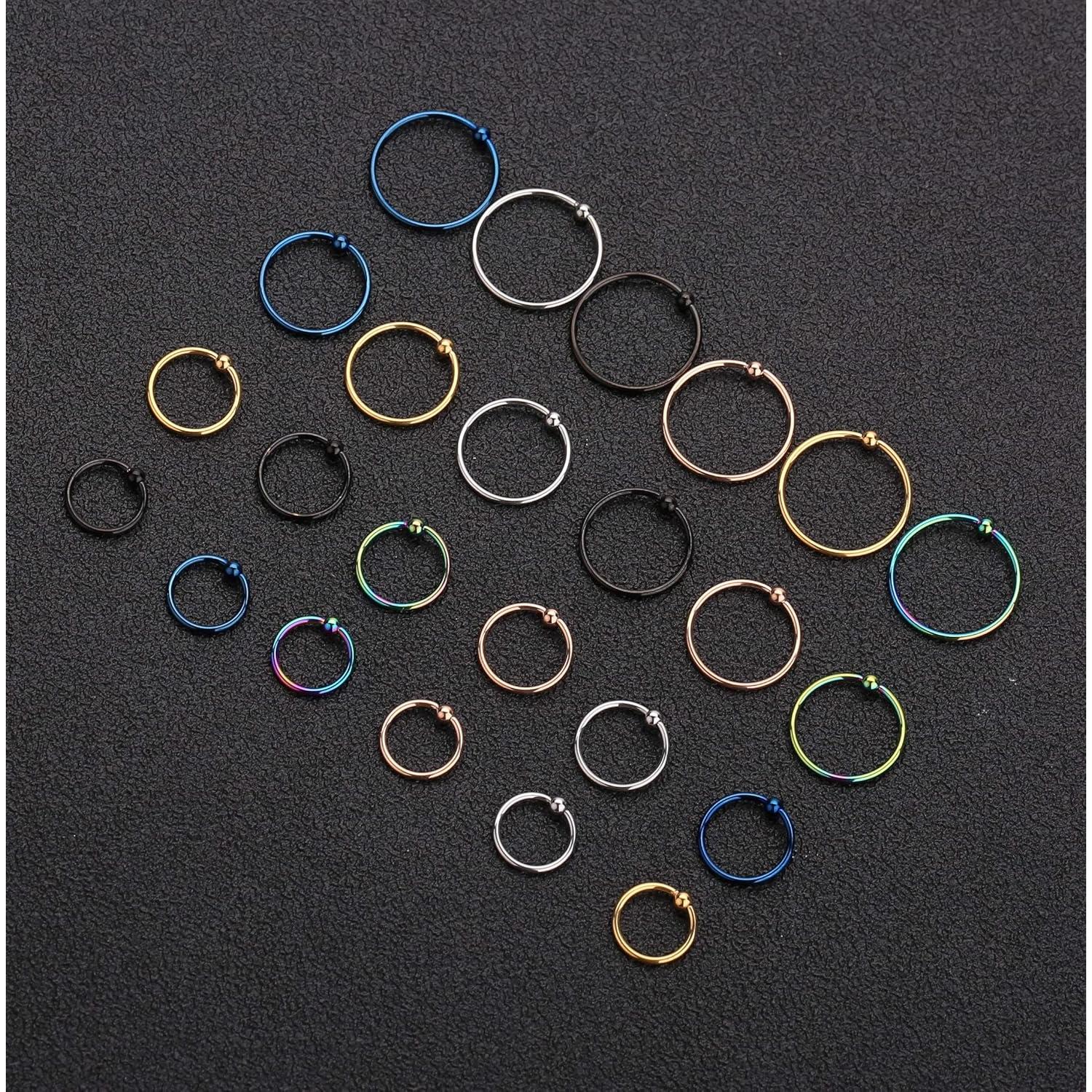 Aros de Nariz 24PCS 20G Acero Inoxidable YOVORO 6-12mm