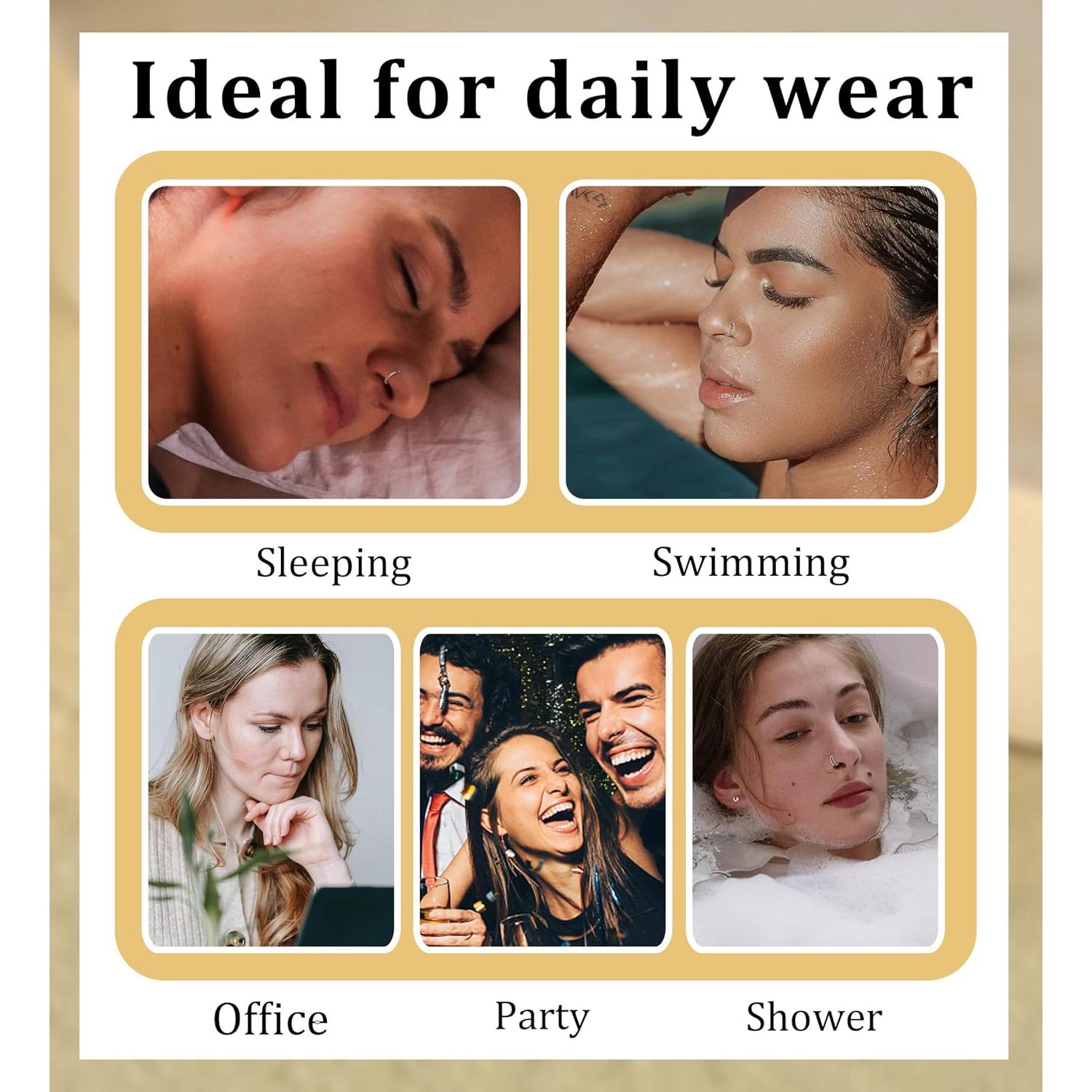 MJust Aros Nasales de Titanio G23 - Juego de 3 Piezas 6mm 8mm 10mm