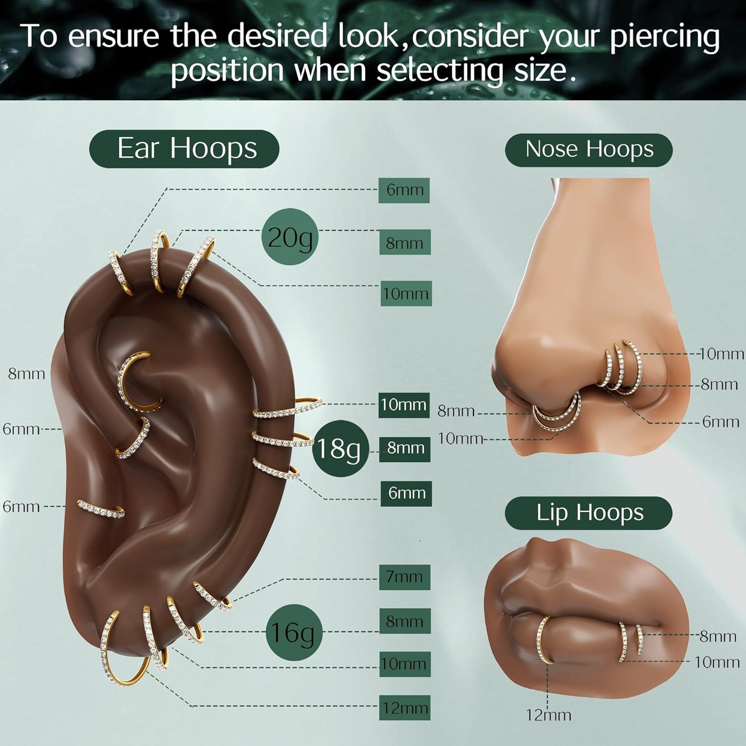 Aros Nasales BodyBonita CZ Acero Quirúrgico 316L 8mm