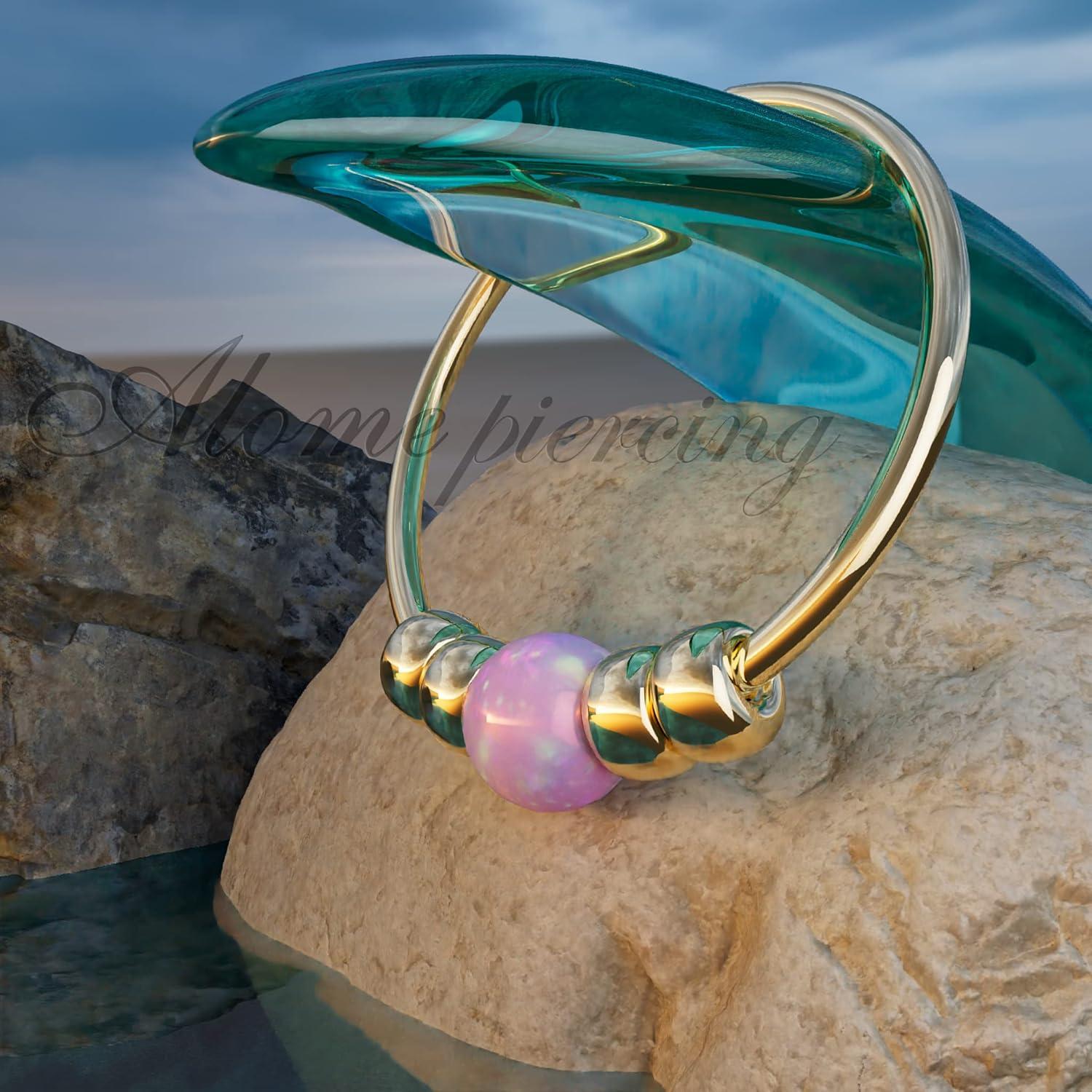 Anillo de Nariz Ópalo Rosa Dorado para Mujeres