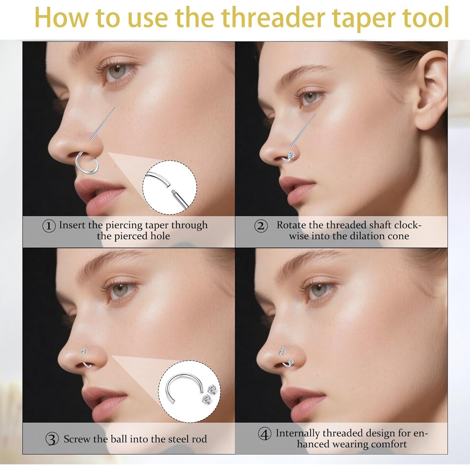 Anillo de Nariz Herradura Doble Joya 18g Acero Inoxidable