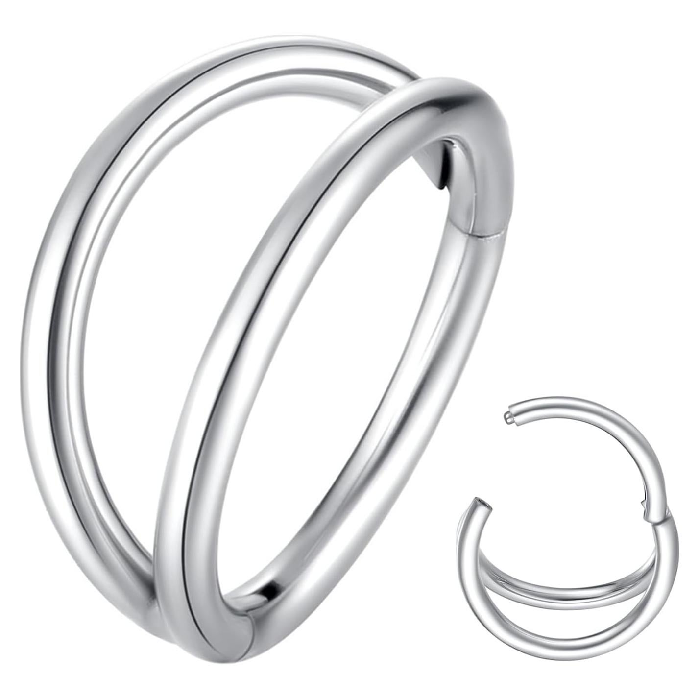 Anillo de Nariz Doble Aro ORANGELOVE 18G 8mm Acero Quirúrgico