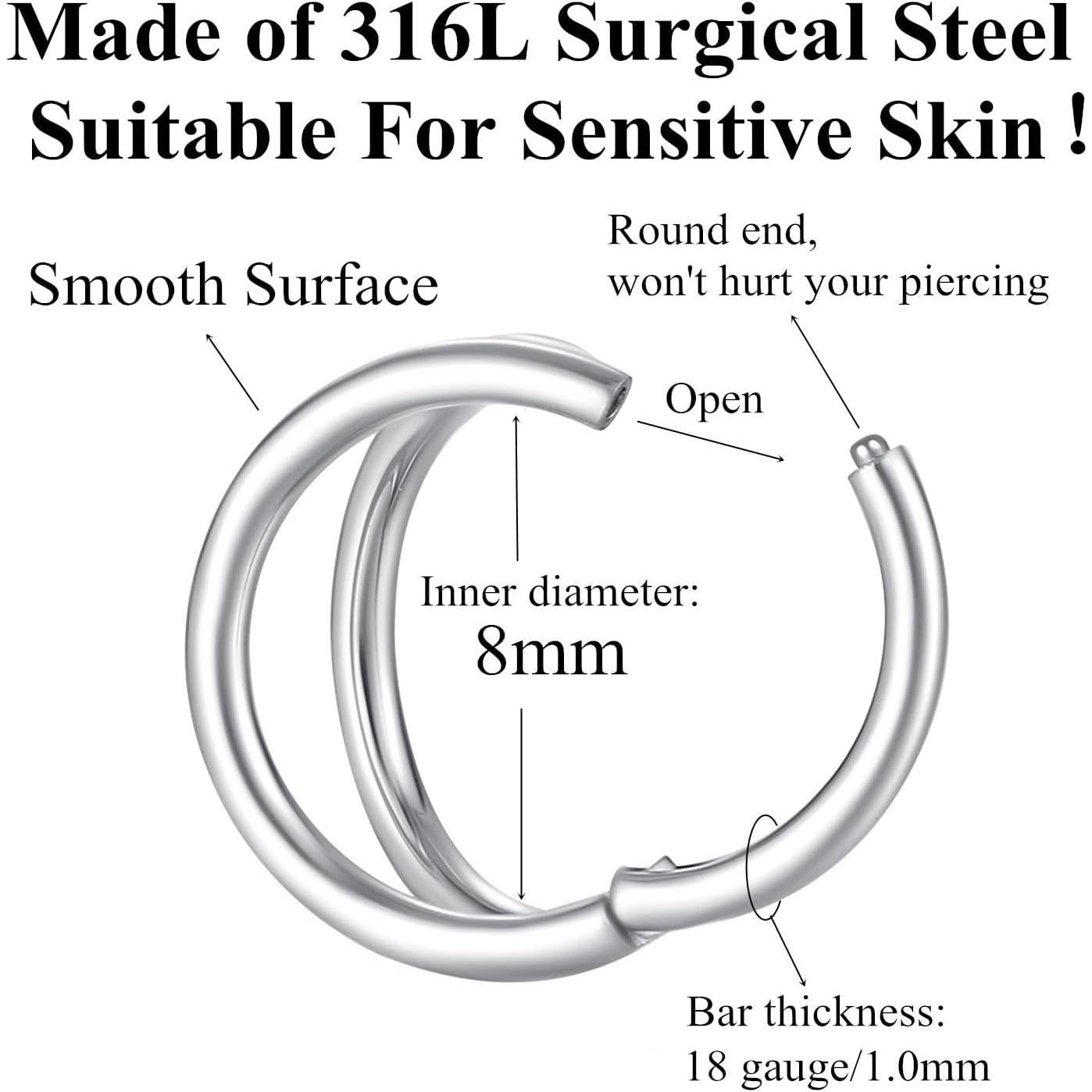 Anillo de Nariz Doble Aro ORANGELOVE 18G 8mm Acero Quirúrgico