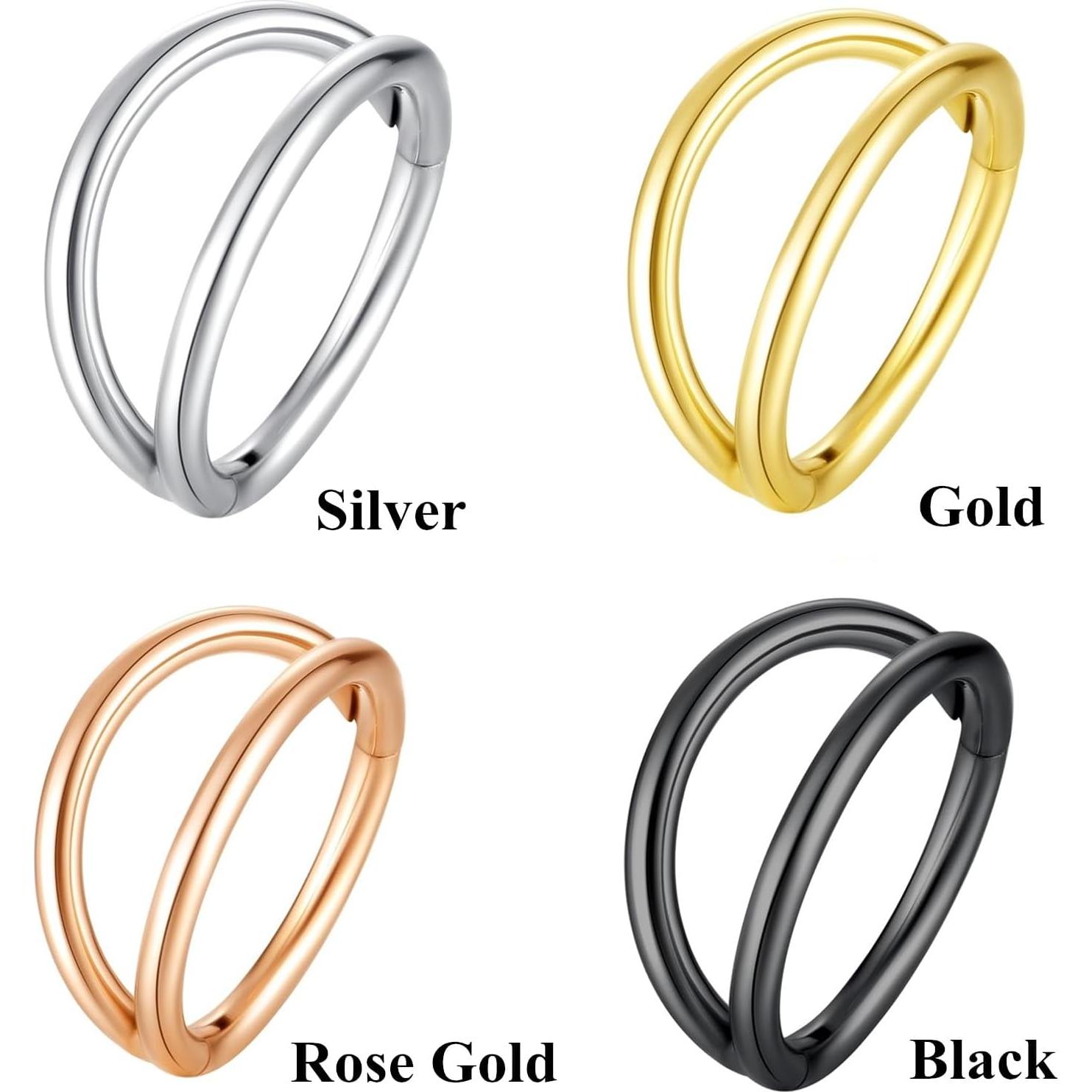 Anillo de Nariz Doble Aro ORANGELOVE 18G 8mm Acero Quirúrgico