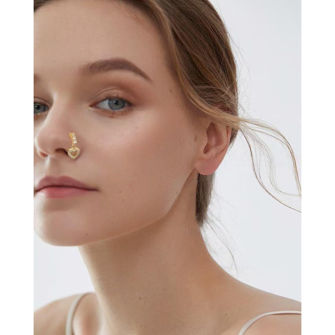 8 Aros de Nariz Colgantes Oro Cobre 8mm Diseño Elegante