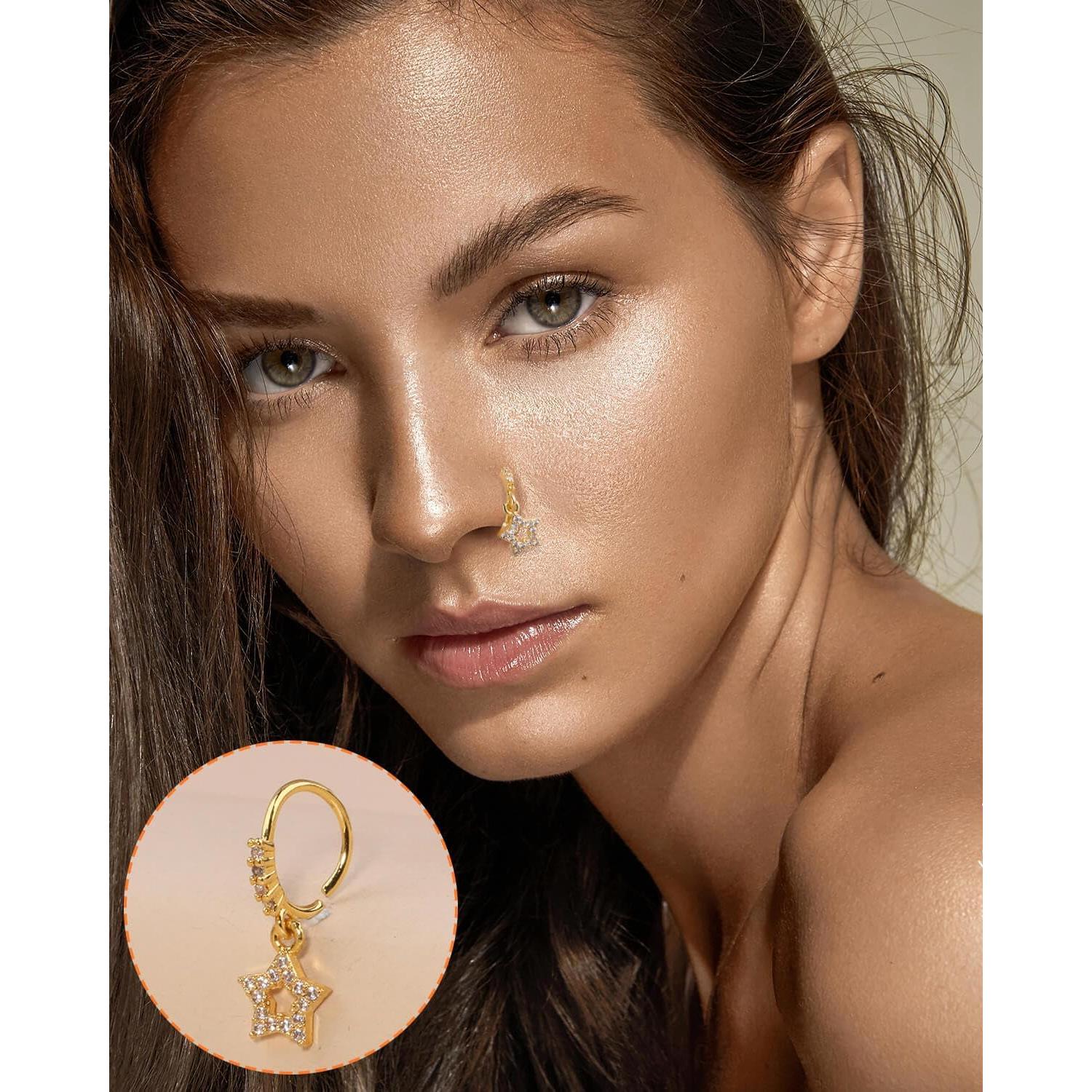 8 Aros de Nariz Colgantes Oro Cobre 8mm Diseño Elegante