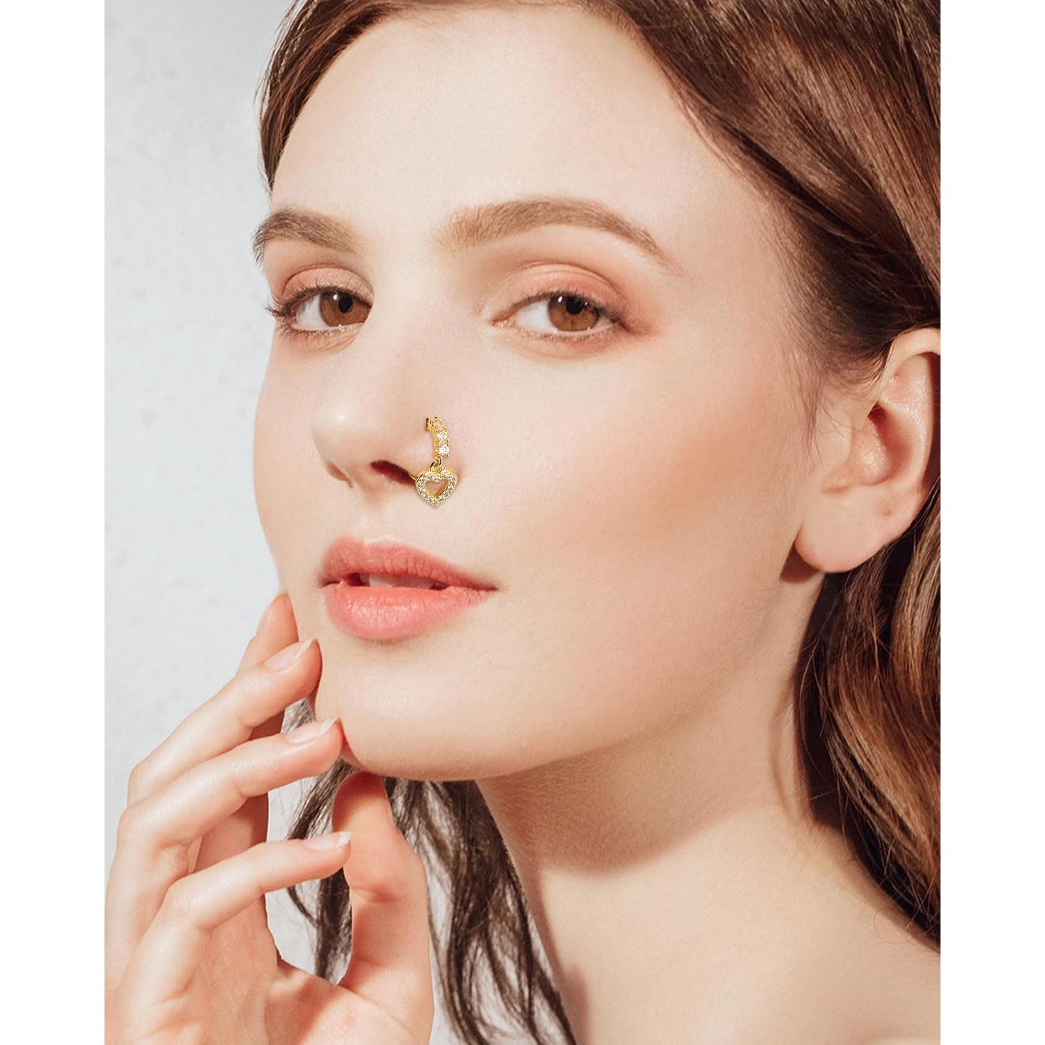 8 Aros de Nariz Colgantes Oro Cobre 8mm Diseño Elegante