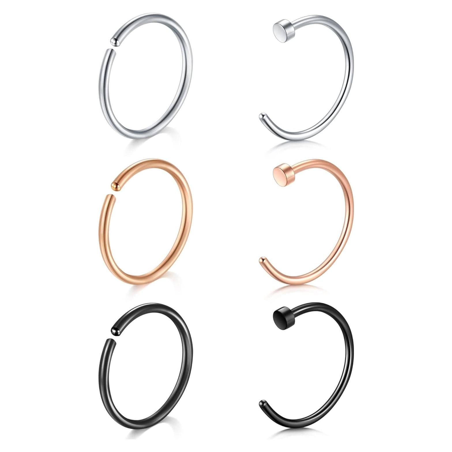 Aros para Nariz D.Bella Acero Quirúrgico 8mm 22G Hipoalergénicos